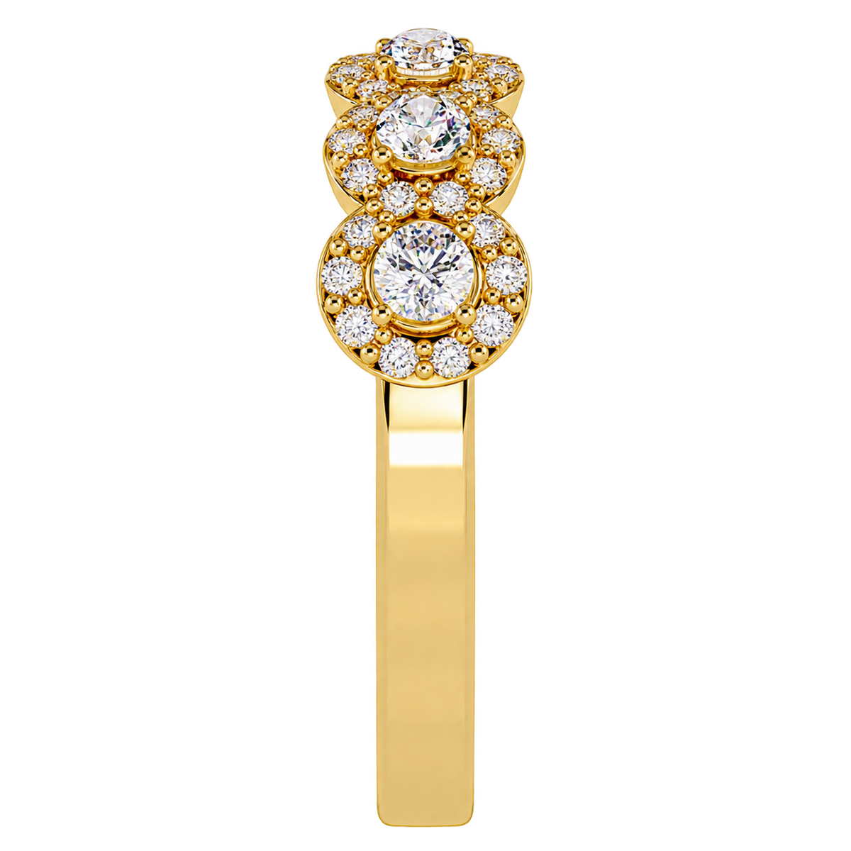5-Stone Lab Grown Diamond Halo Wedding Band in Gold Multi-Stone Anniversary Ring