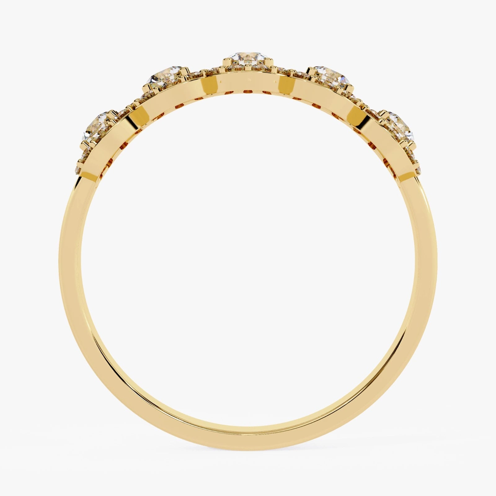 5-Stone Lab Grown Diamond Halo Wedding Band in Gold  Multi-Stone Anniversary Ring