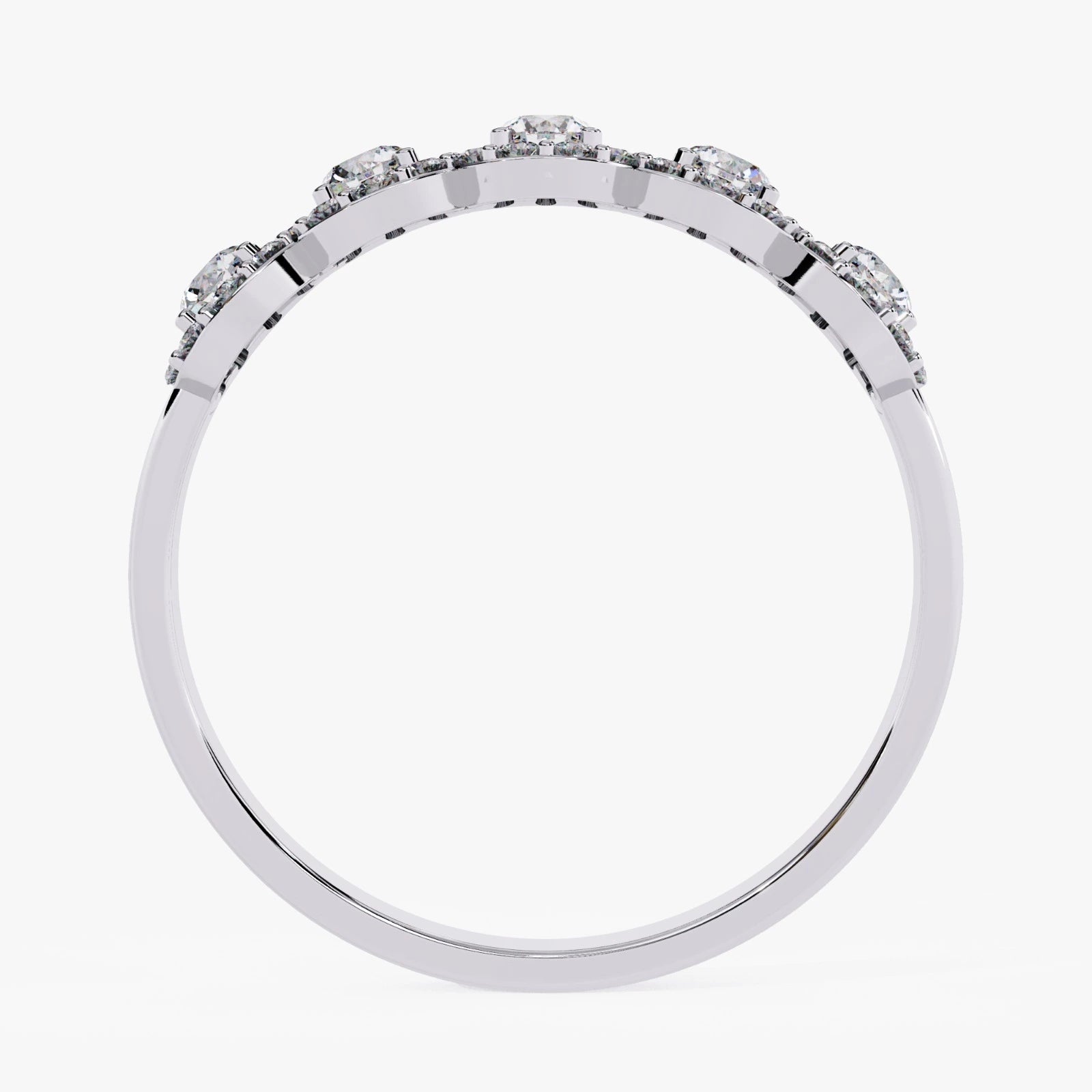 5-Stone Lab Grown Diamond Halo Wedding Band in Gold  Multi-Stone Anniversary Ring