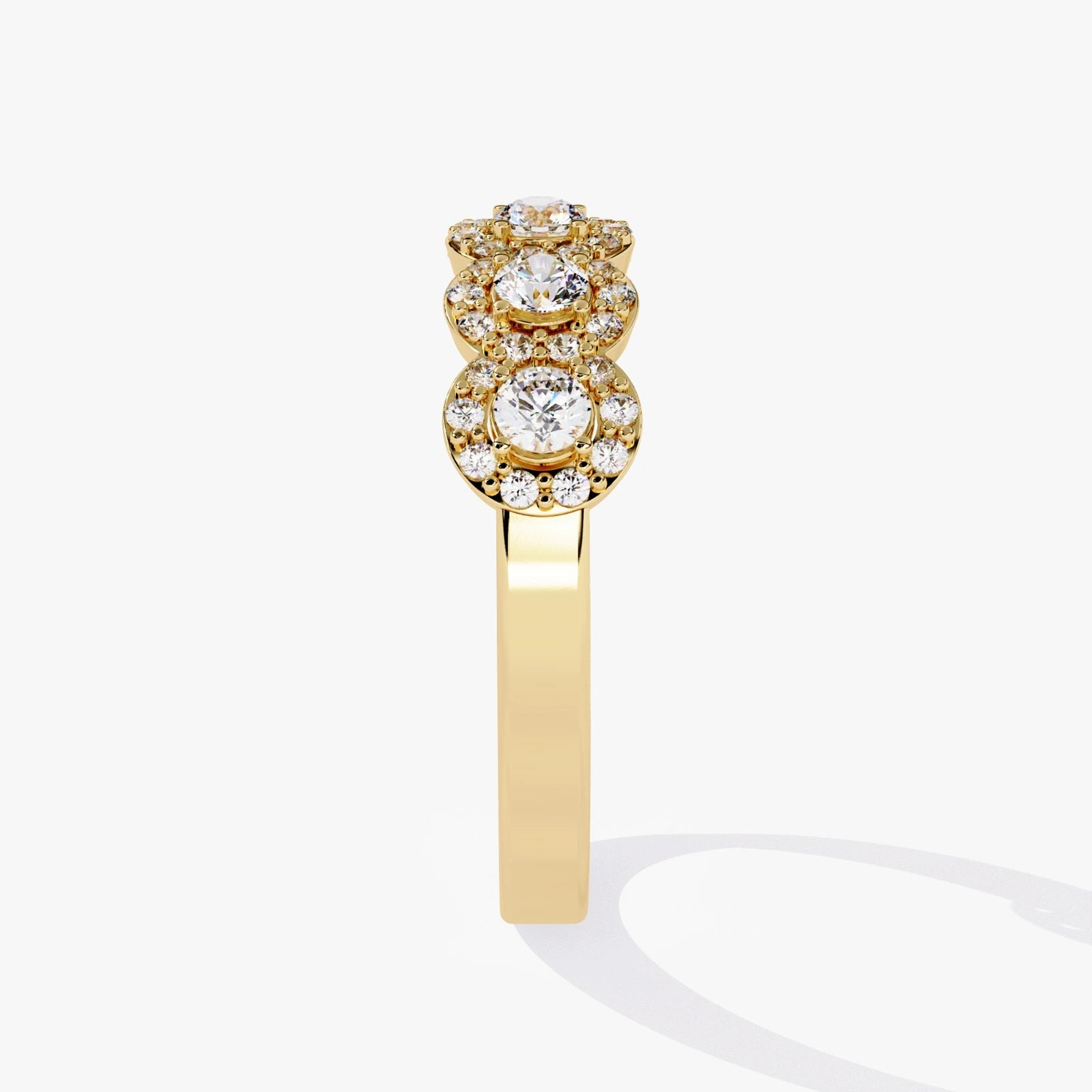 5-Stone Lab Grown Diamond Halo Wedding Band in Gold  Multi-Stone Anniversary Ring