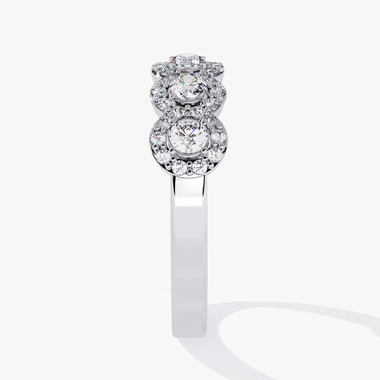 5-Stone Lab Grown Diamond Halo Wedding Band in Gold  Multi-Stone Anniversary Ring