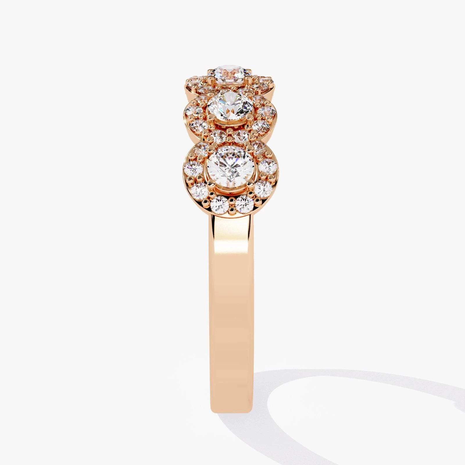 5-Stone Lab Grown Diamond Halo Wedding Band in Gold  Multi-Stone Anniversary Ring