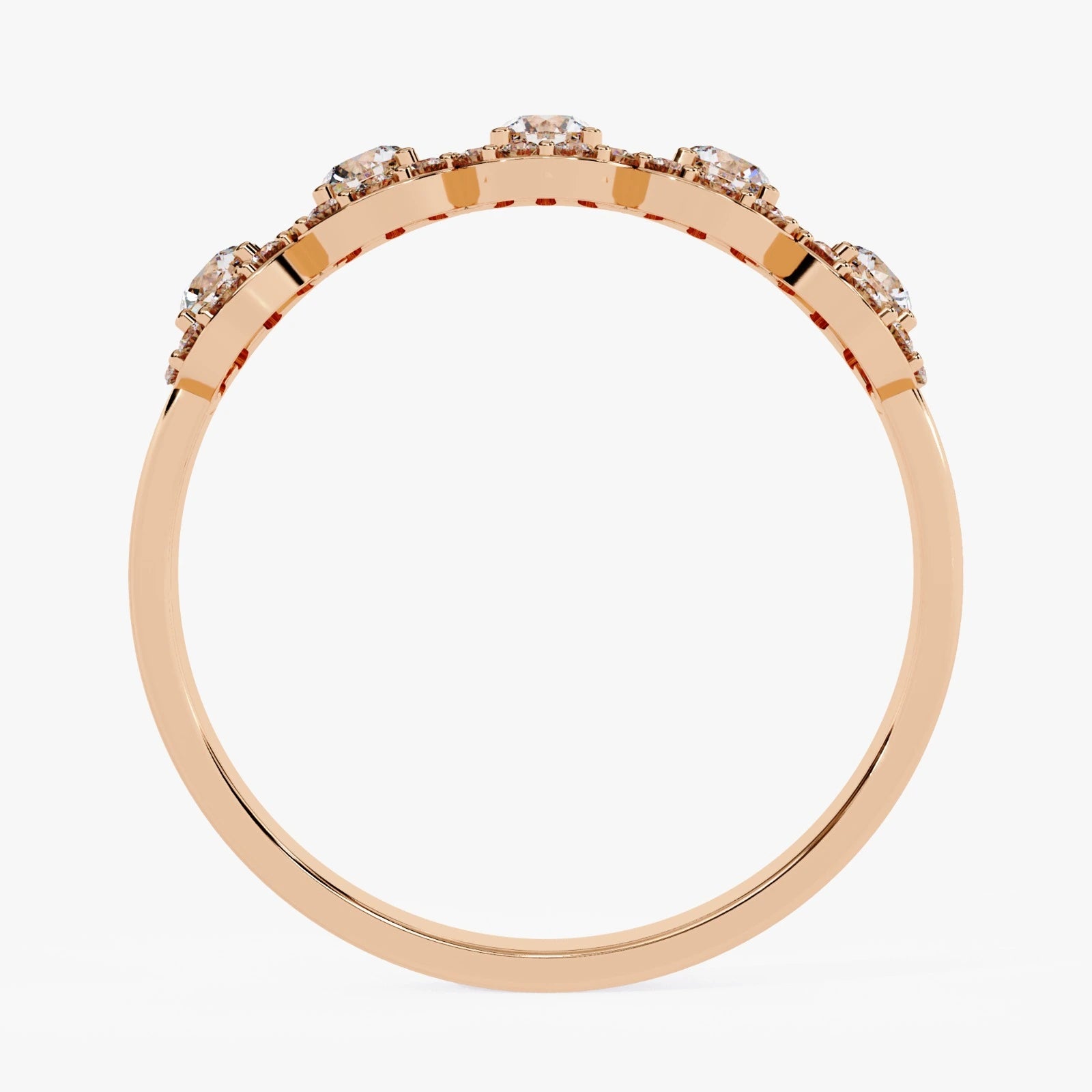 5-Stone Lab Grown Diamond Halo Wedding Band in Gold  Multi-Stone Anniversary Ring