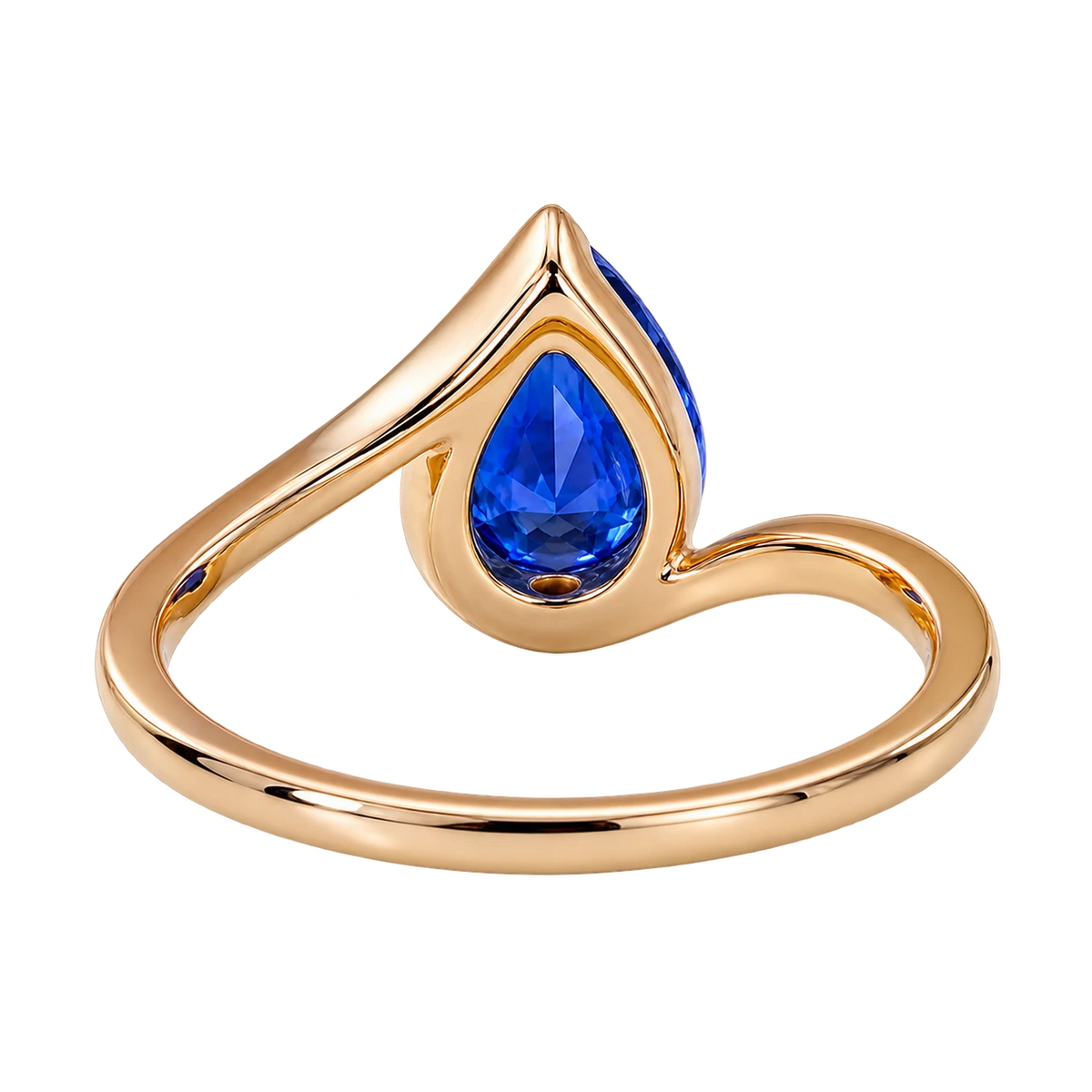 Pear Blue Sapphire Solitaire Ring - Teardrop Lab Grown Diamond Gemstone Ring