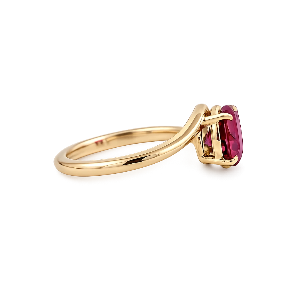 Round Red Ruby Solitaire Ring for Anniversary and Engagement