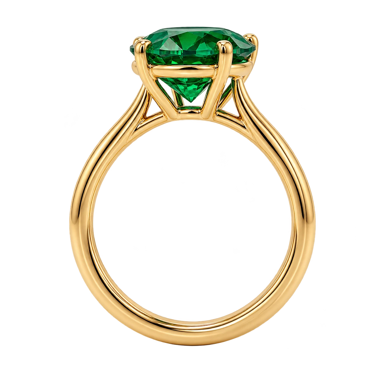 Oval Cut Lab Grown Emerald Solitaire Engagement Ring – Classic Four Prong Minimalist Design