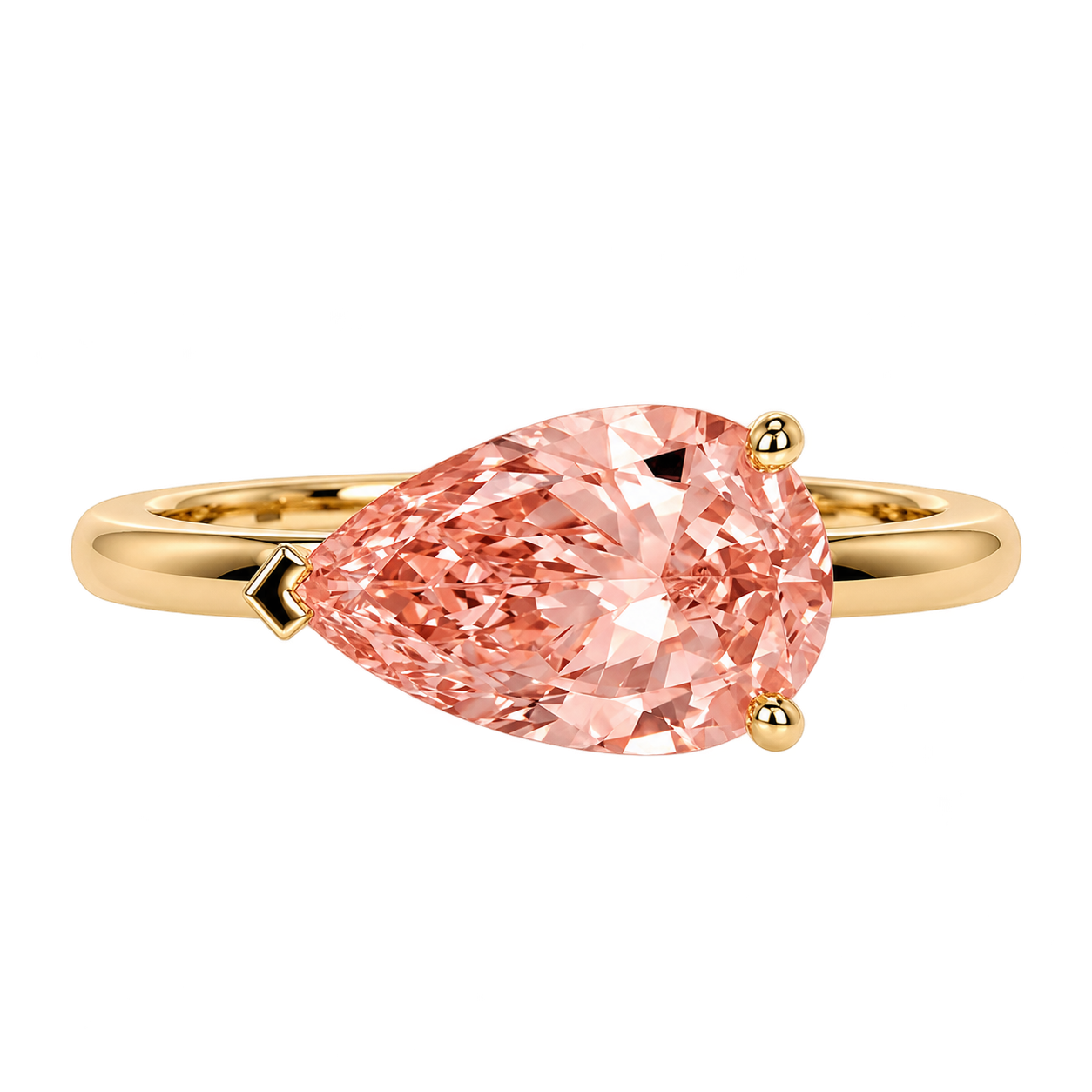 Pear East West Morganite Solitaire Engagement Ring – Minimalist Pear Cut Morganite Ring