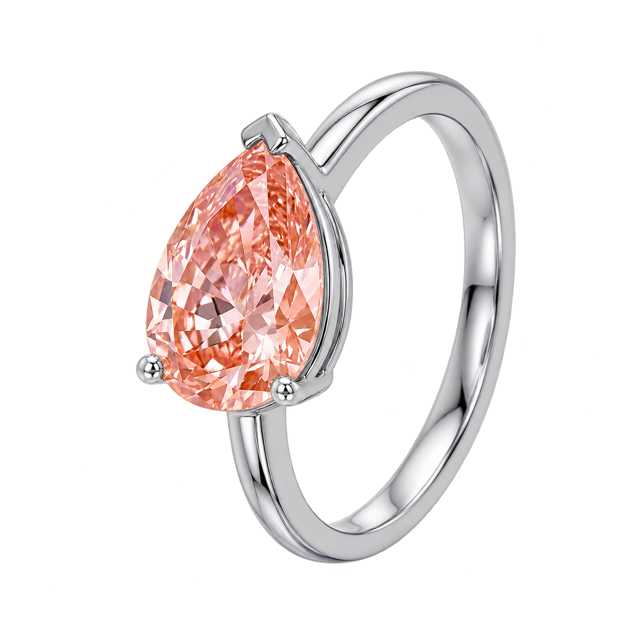 Pear East West Morganite Solitaire Engagement Ring – Minimalist Pear Cut Morganite Ring