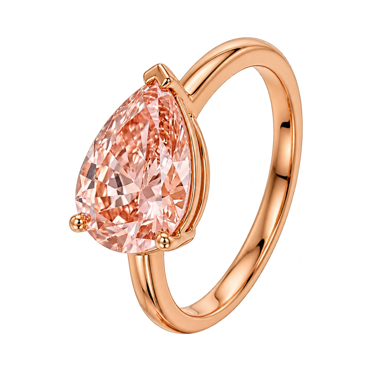 Pear East West Morganite Solitaire Engagement Ring – Minimalist Pear Cut Morganite Ring