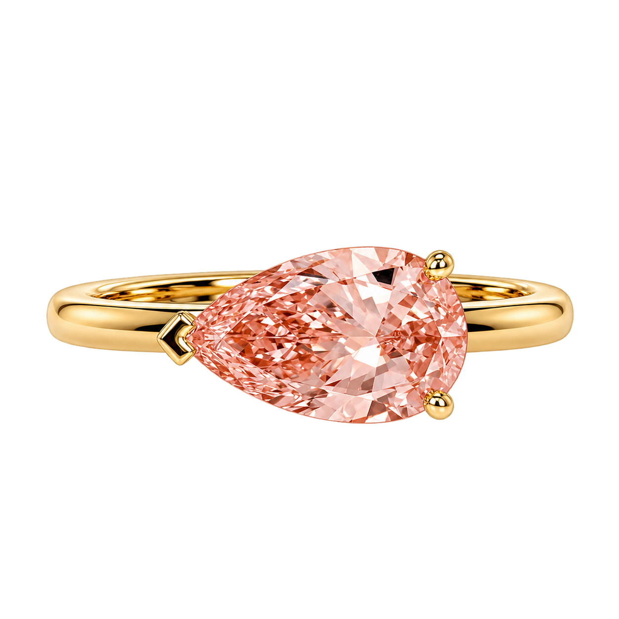 Pear East West Morganite Solitaire Engagement Ring – Minimalist Pear Cut Morganite Ring