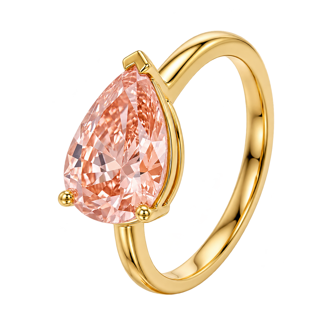 Pear East West Morganite Solitaire Engagement Ring – Minimalist Pear Cut Morganite Ring