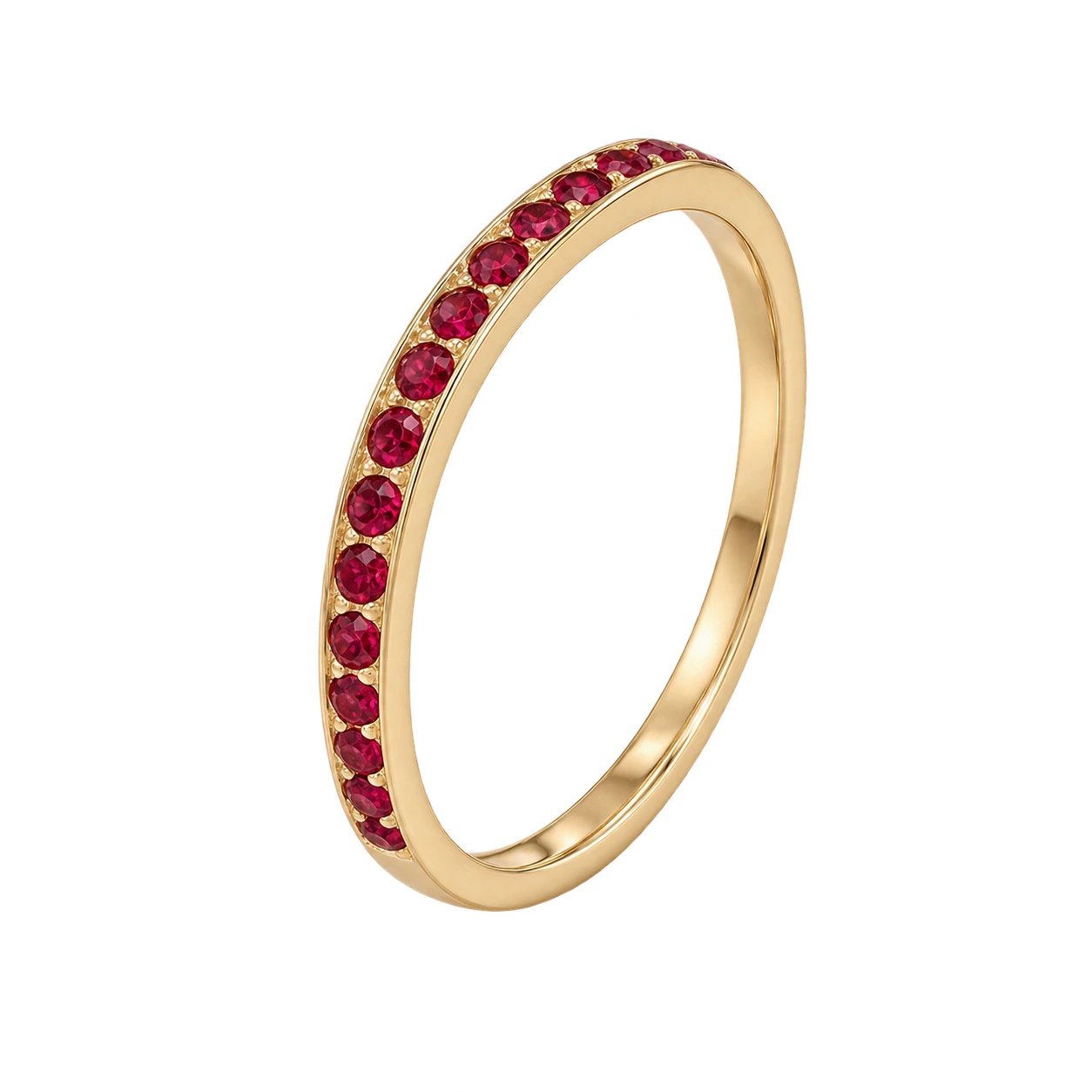 Curved Ruby Wedding Band V-Shaped Ruby Stacking Ring Chevron Gemstone Anniversary Band