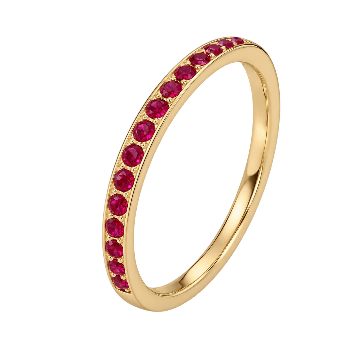 Curved Ruby Wedding Band V-Shaped Ruby Stacking Ring Chevron Gemstone Anniversary Band