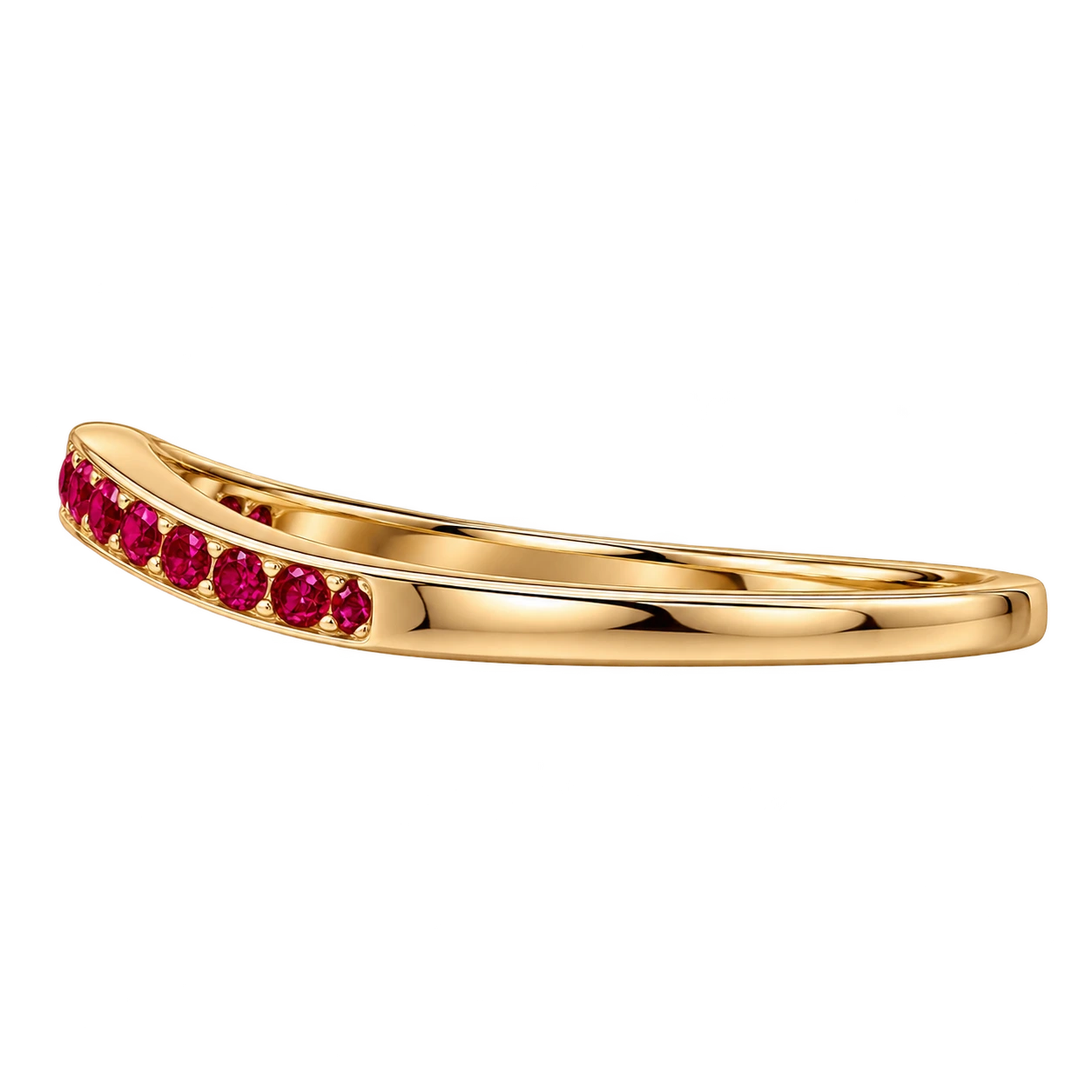 Curved Ruby Wedding Band V-Shaped Ruby Stacking Ring Chevron Gemstone Anniversary Band