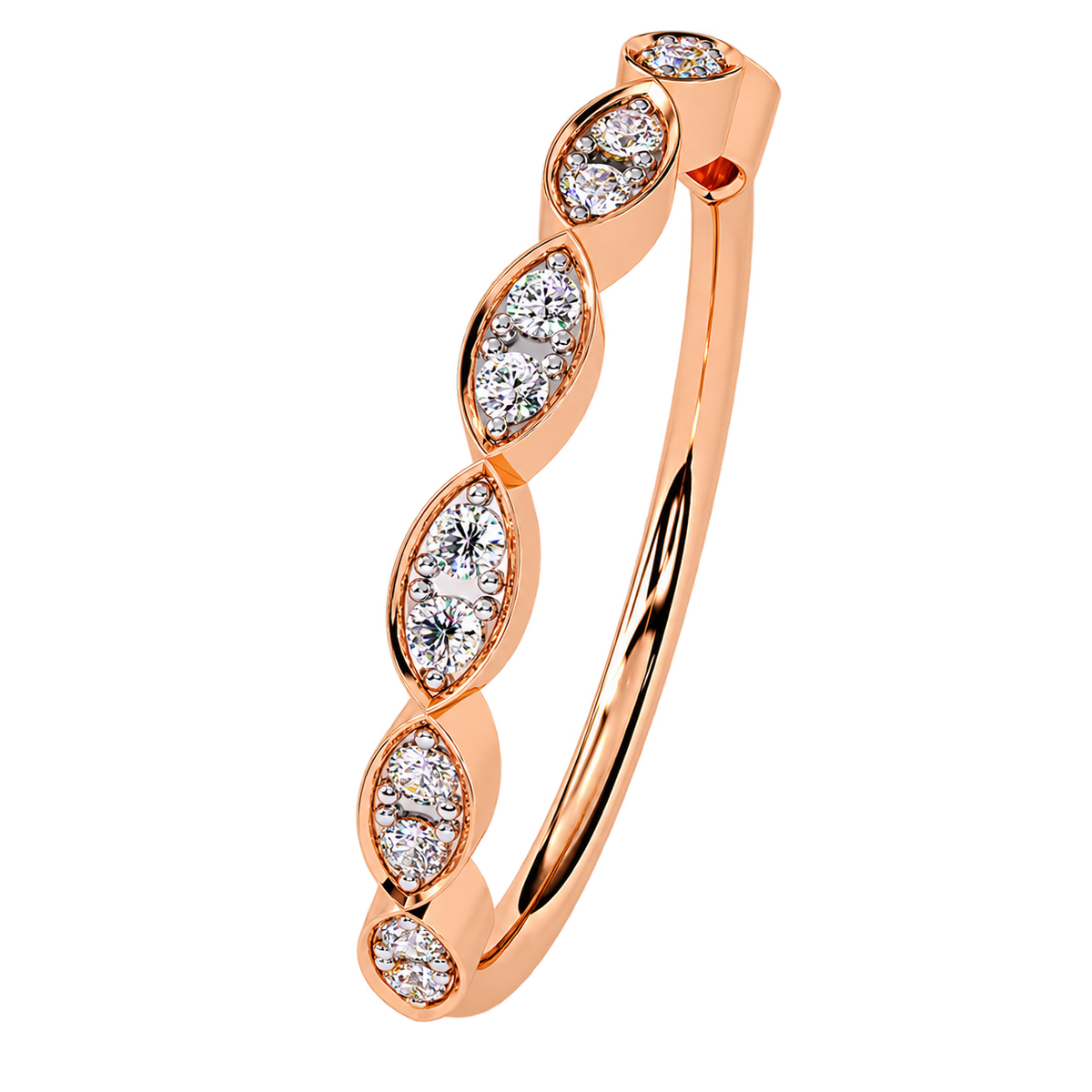 Delicate Lab Grown Diamond Wedding Band with Mil grain Detail