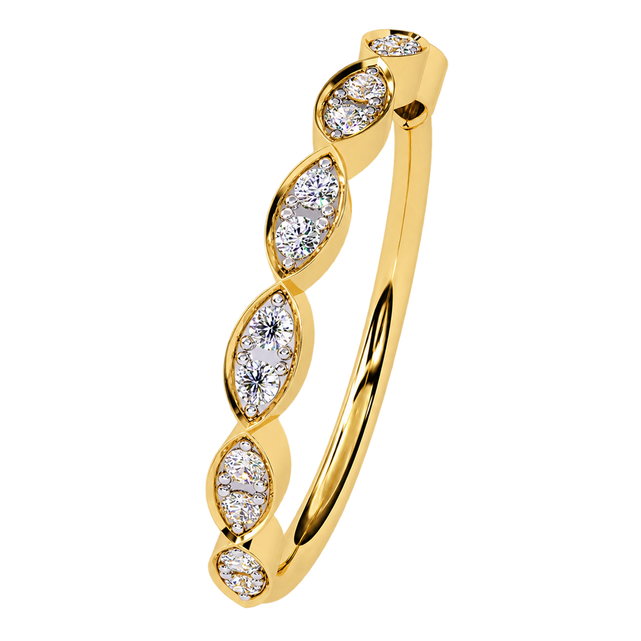 Delicate Lab Grown Diamond Wedding Band with Mil grain Detail