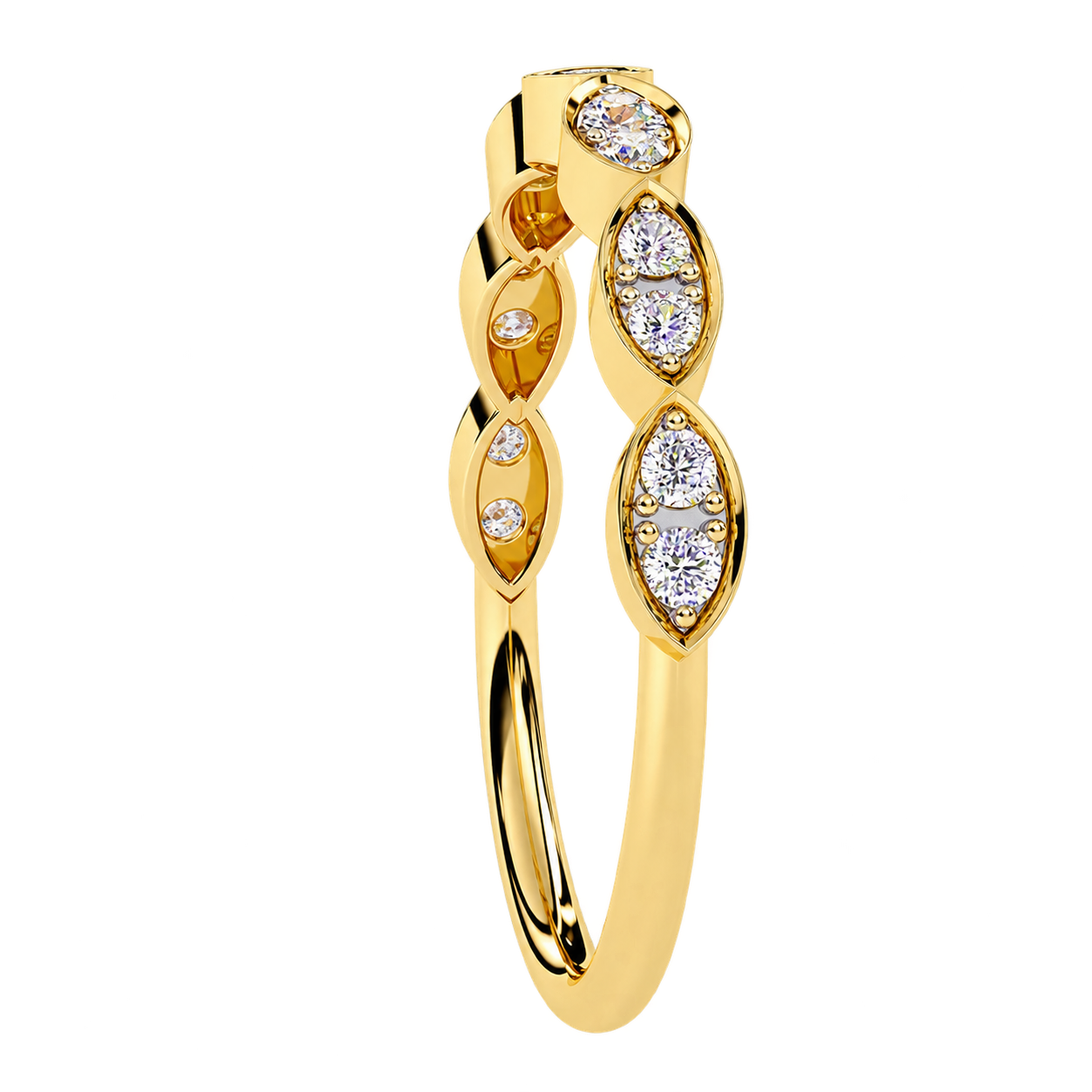 Delicate Lab Grown Diamond Wedding Band with Mil grain Detail