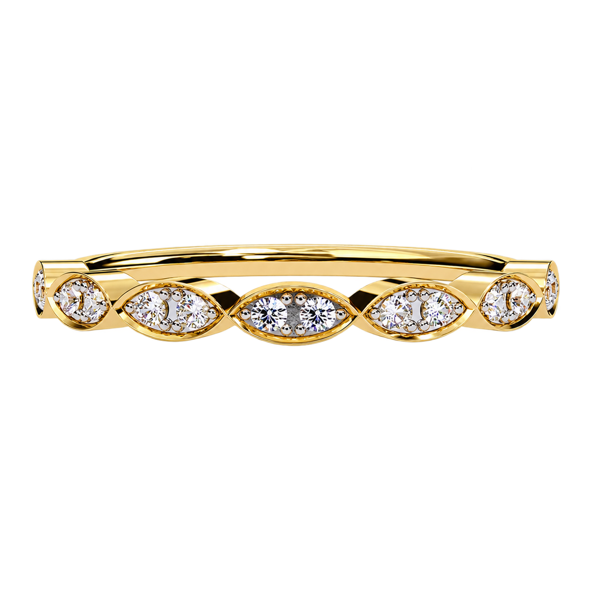 Delicate Lab Grown Diamond Wedding Band with Mil grain Detail