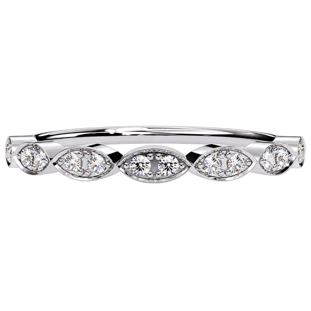 Delicate Lab Grown Diamond Wedding Band with Mil grain Detail