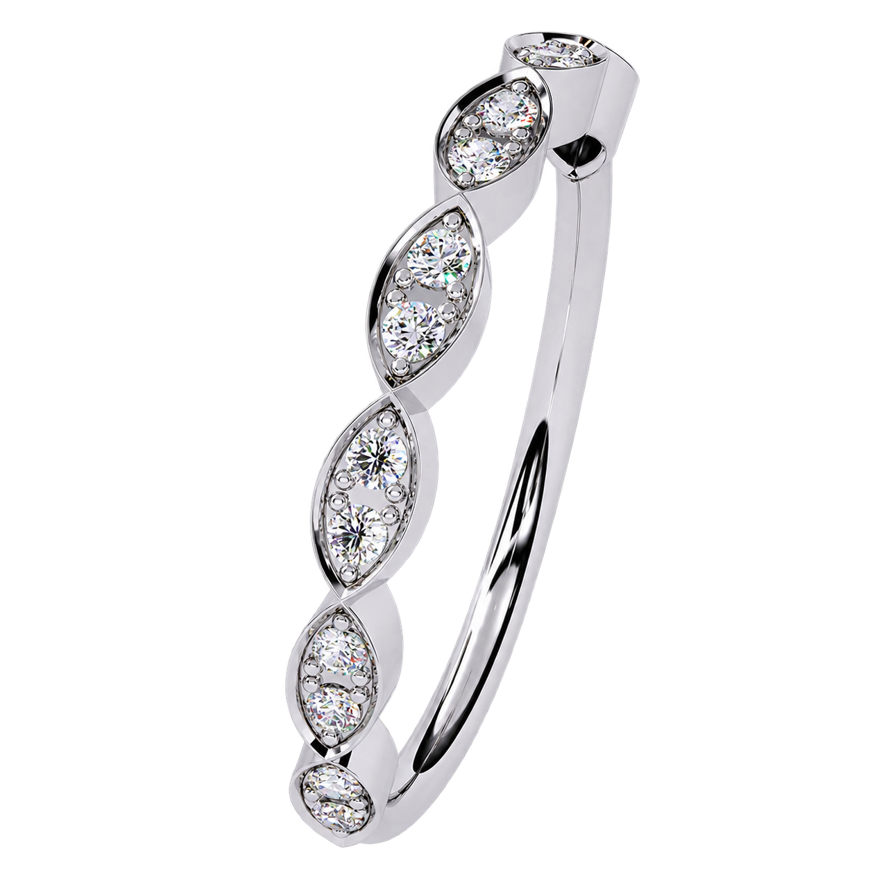 Delicate Lab Grown Diamond Wedding Band with Mil grain Detail