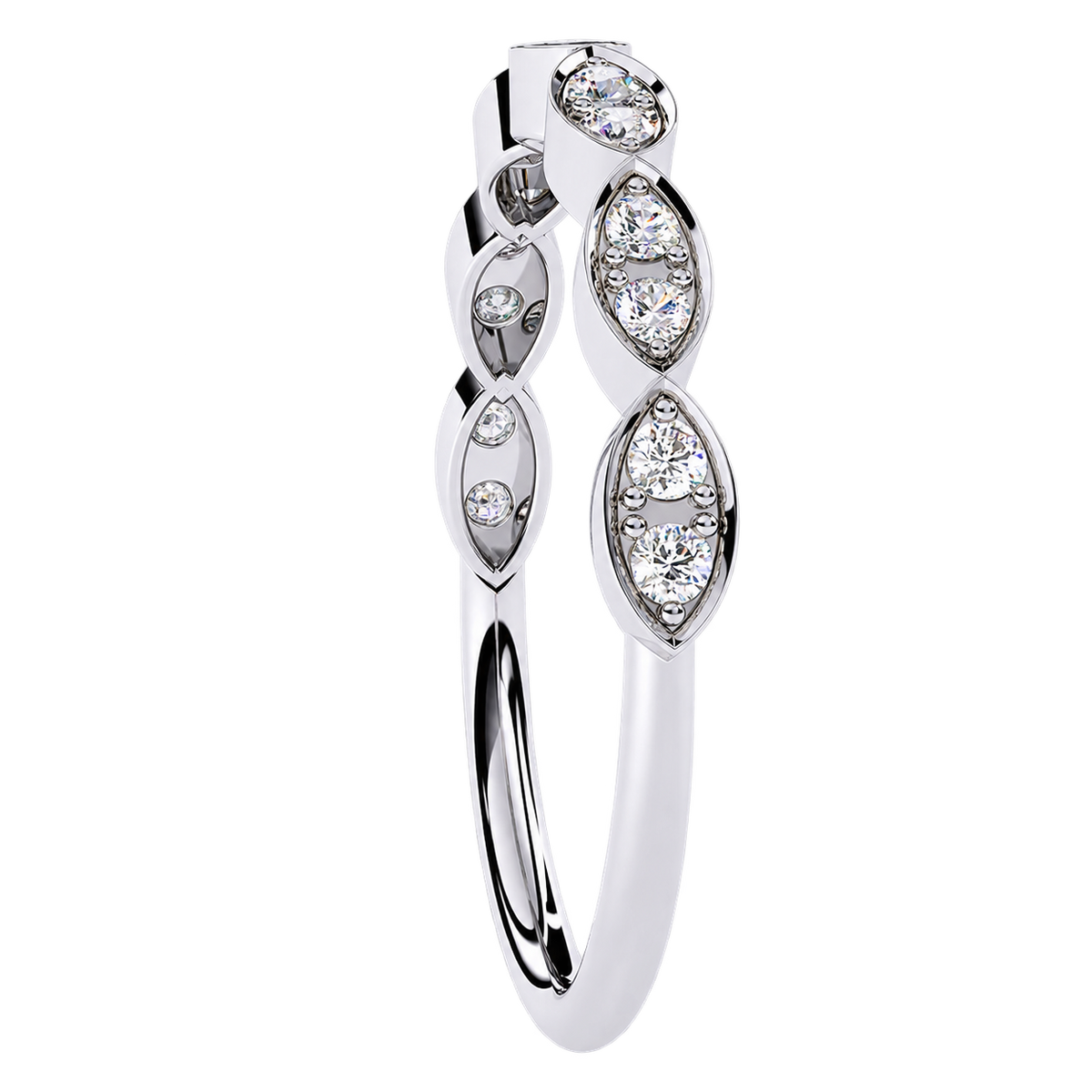 Delicate Lab Grown Diamond Wedding Band with Mil grain Detail