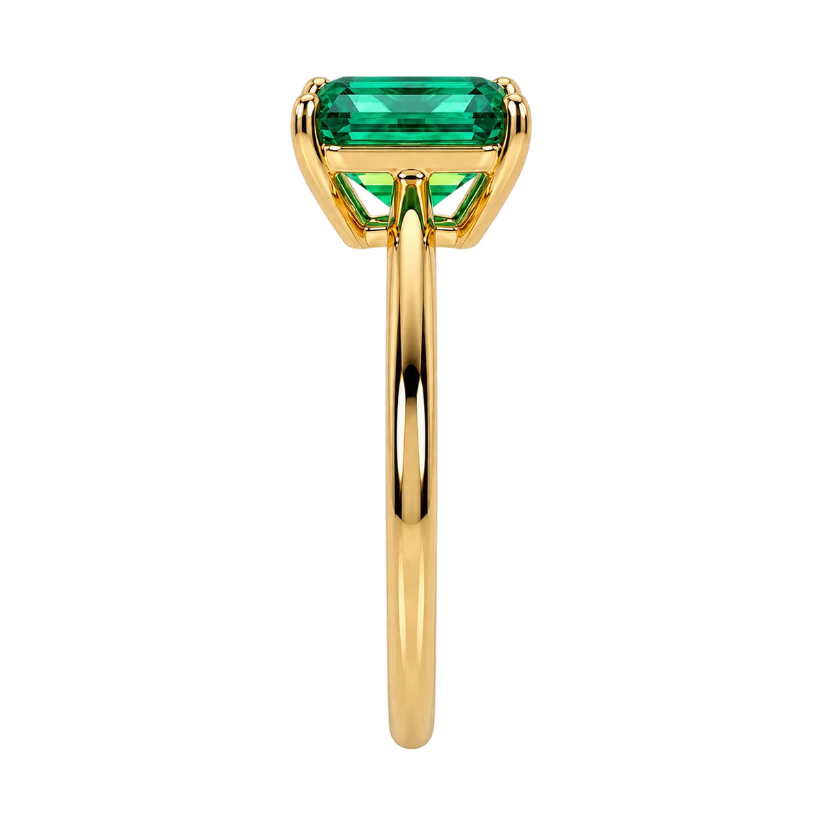 Emerald Cut Lab Grown Emerald Solitaire Engagement Ring – Classic Four Prong Design