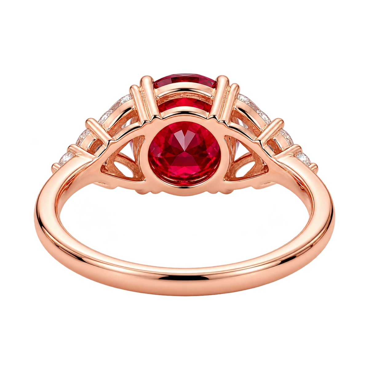 Round Red Ruby Ring, Ruby Engagement Ring, Marquise Diamond Ring, Vintage Inspired Ruby Ring, Diamond Cluster Ring, Fine Jewellery Gift