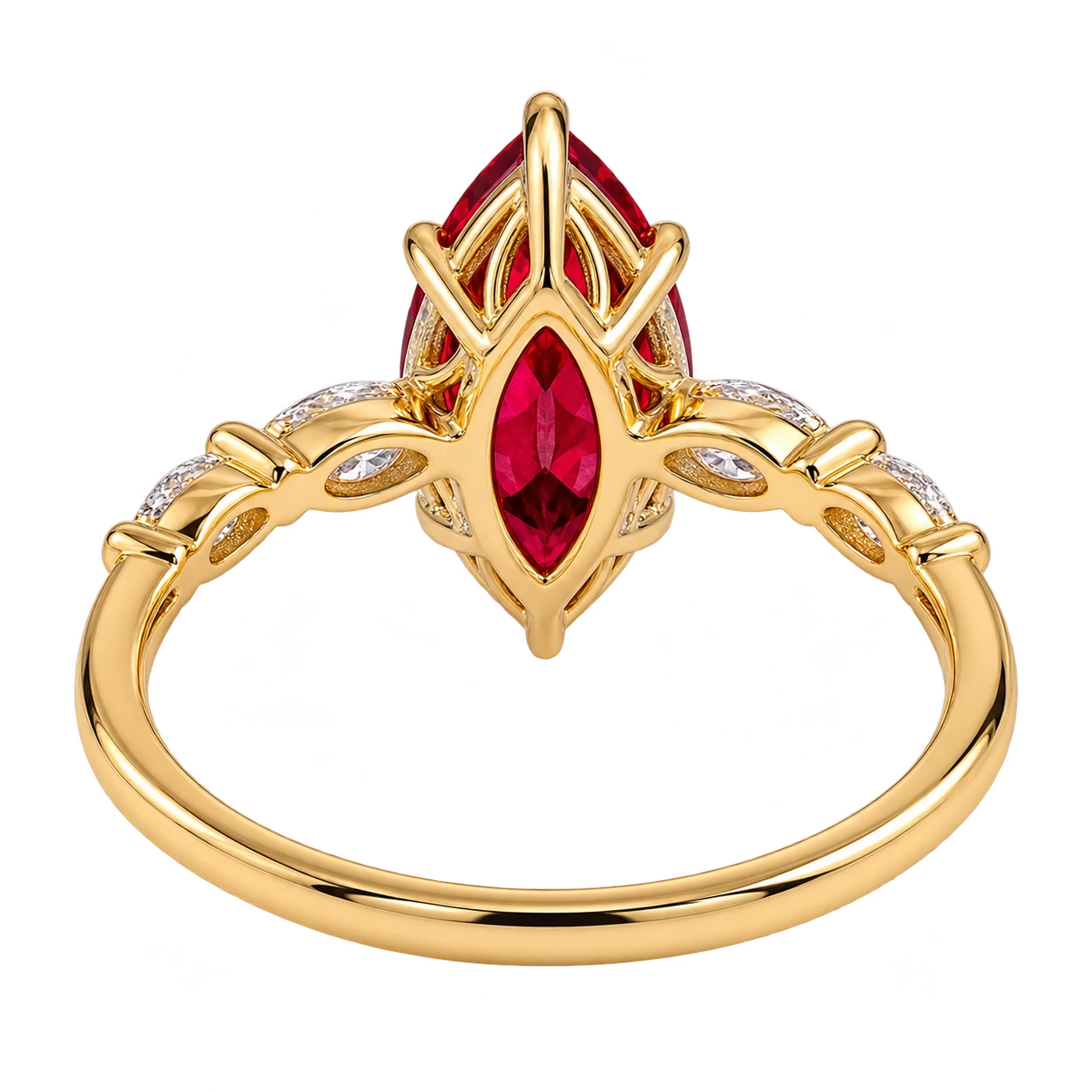 Marquise Red Ruby Ring, Ruby Engagement Ring, Diamond Accent Ring, Vintage Inspired Ruby Ring, Marquise Gemstone Ring, Fine Jewelry