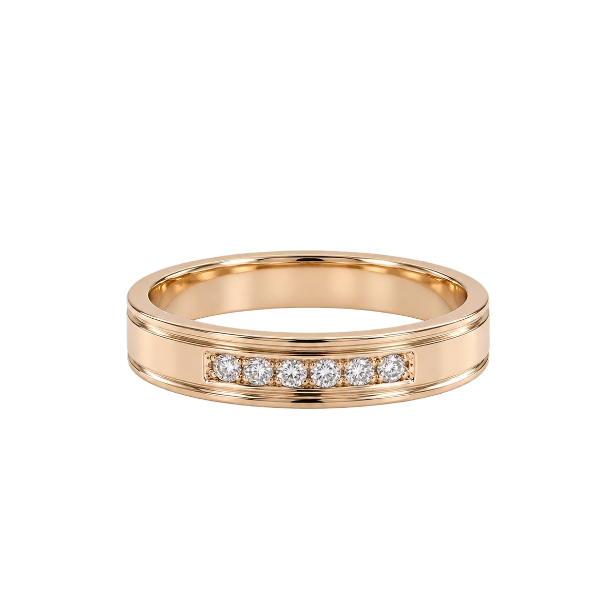 Men's Moissanite Wedding Band Channel Set Moissanite Ring Classic Gold Wedding Ring for Men