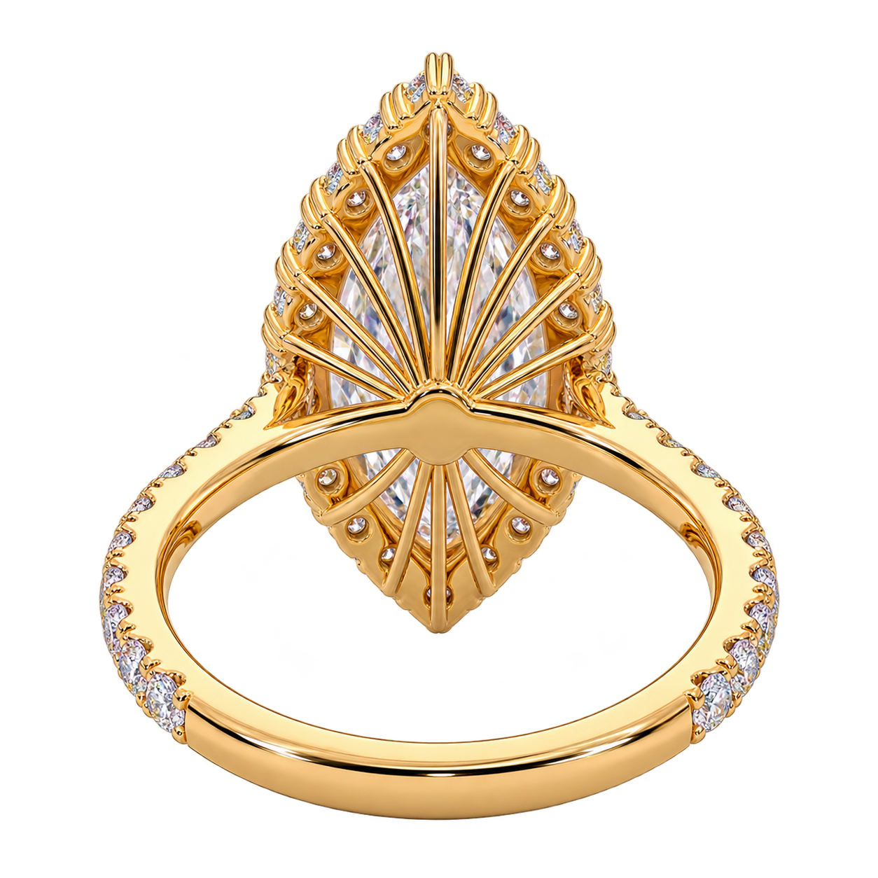 Marquise Cut Moissanite Halo Engagement Ring, Bridal Ring, Pave Band Promise Ring