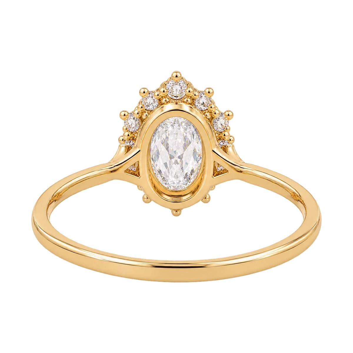 Oval Cut Moissanite Halo Engagement Ring with Classic Halo Setting