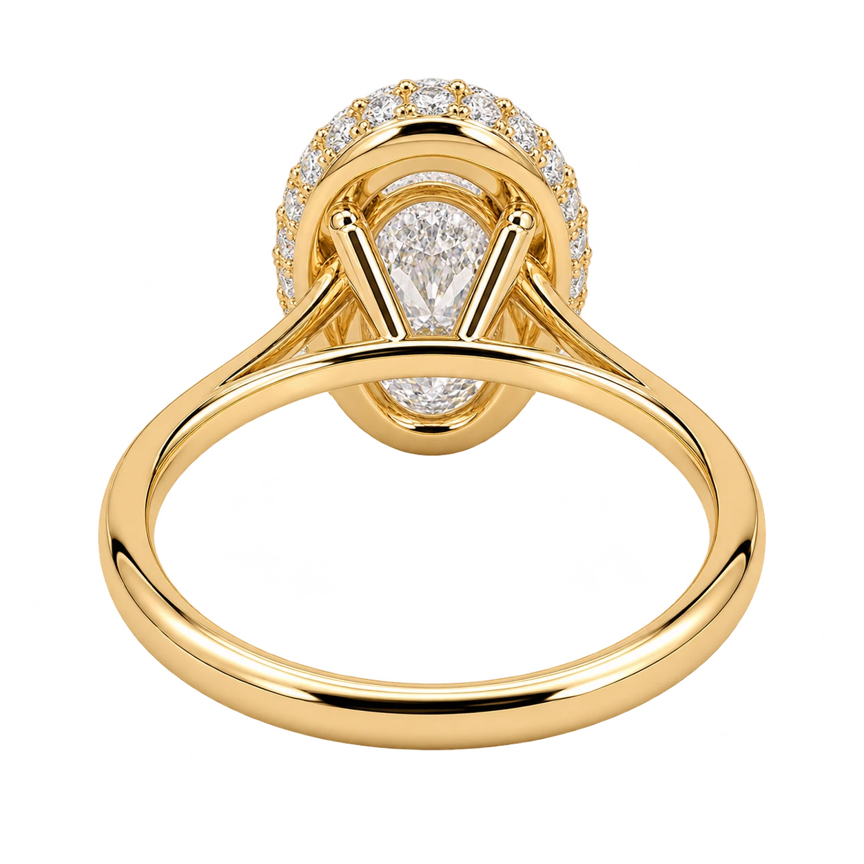 Oval Cut Moissanite Halo Engagement Ring - Classic Oval Halo Bridal Ring
