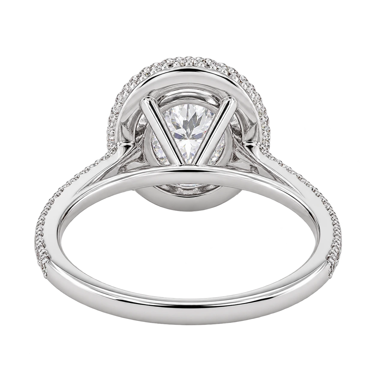 Round Brilliant Moissanite Halo Engagement Ring with Diamond Accents