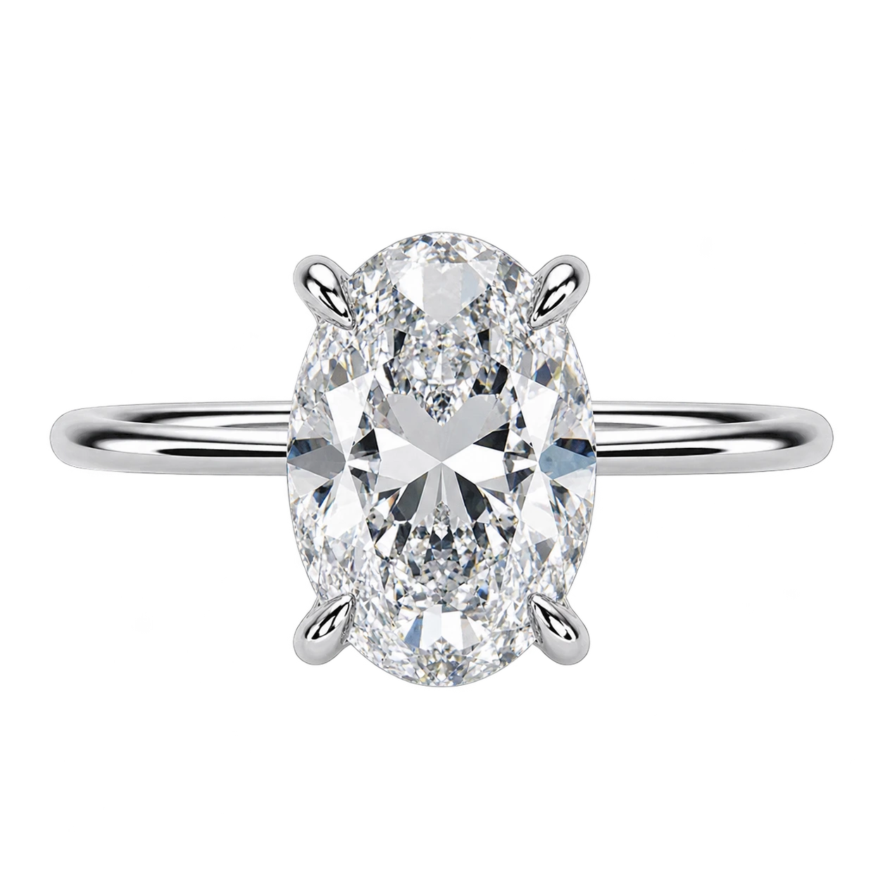 Oval Solitaire Moissanite Engagement Ring – Classic Four Prong Minimalist Timeless Bridal Jewelry