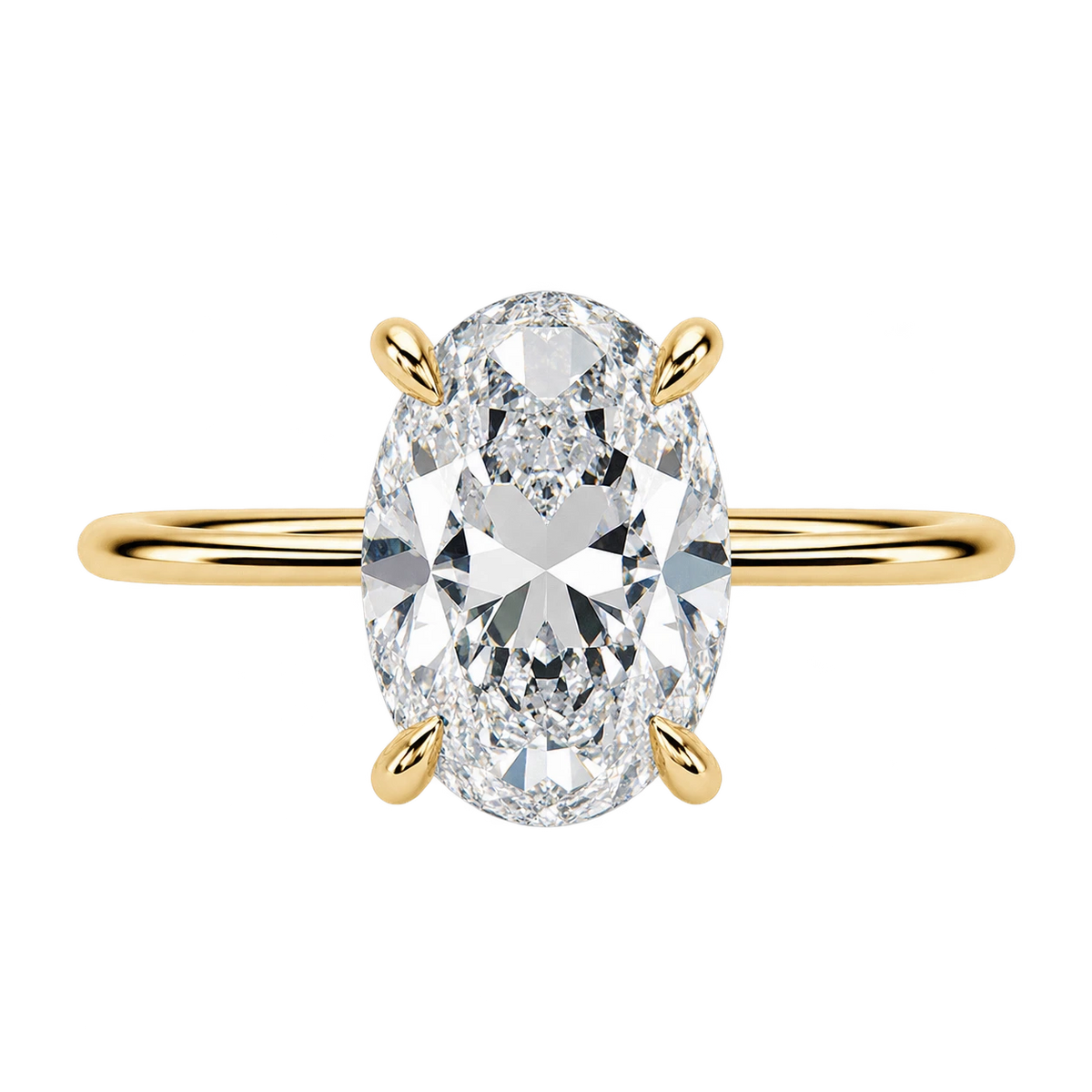 Oval Solitaire Moissanite Engagement Ring – Classic Four Prong Minimalist Timeless Bridal Jewelry