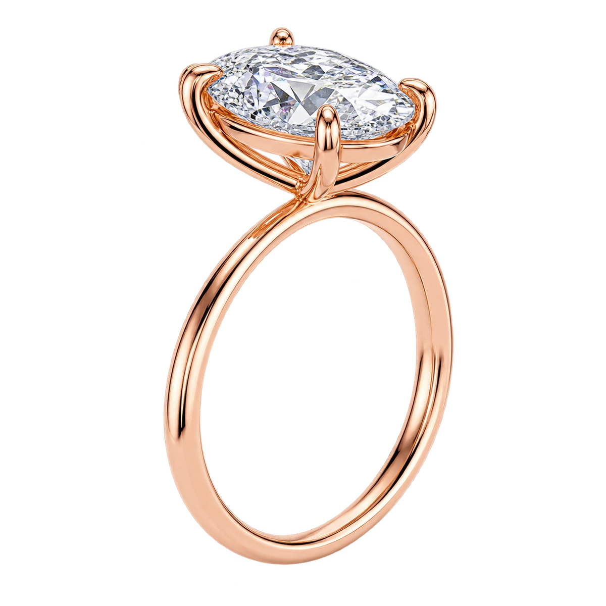Oval Solitaire Moissanite Engagement Ring – Classic Four Prong Minimalist Timeless Bridal Jewelry