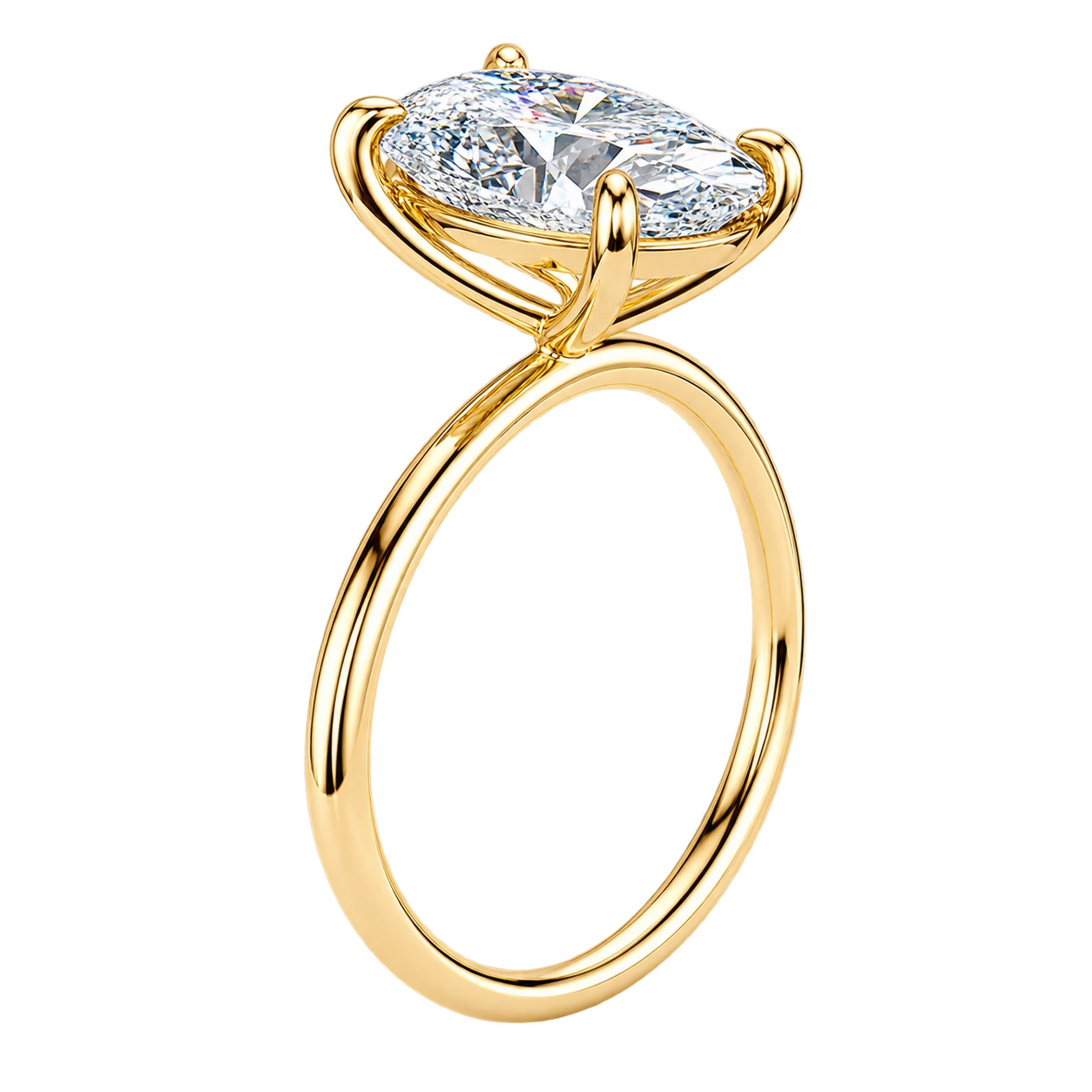 Oval Solitaire Moissanite Engagement Ring – Classic Four Prong Minimalist Timeless Bridal Jewelry
