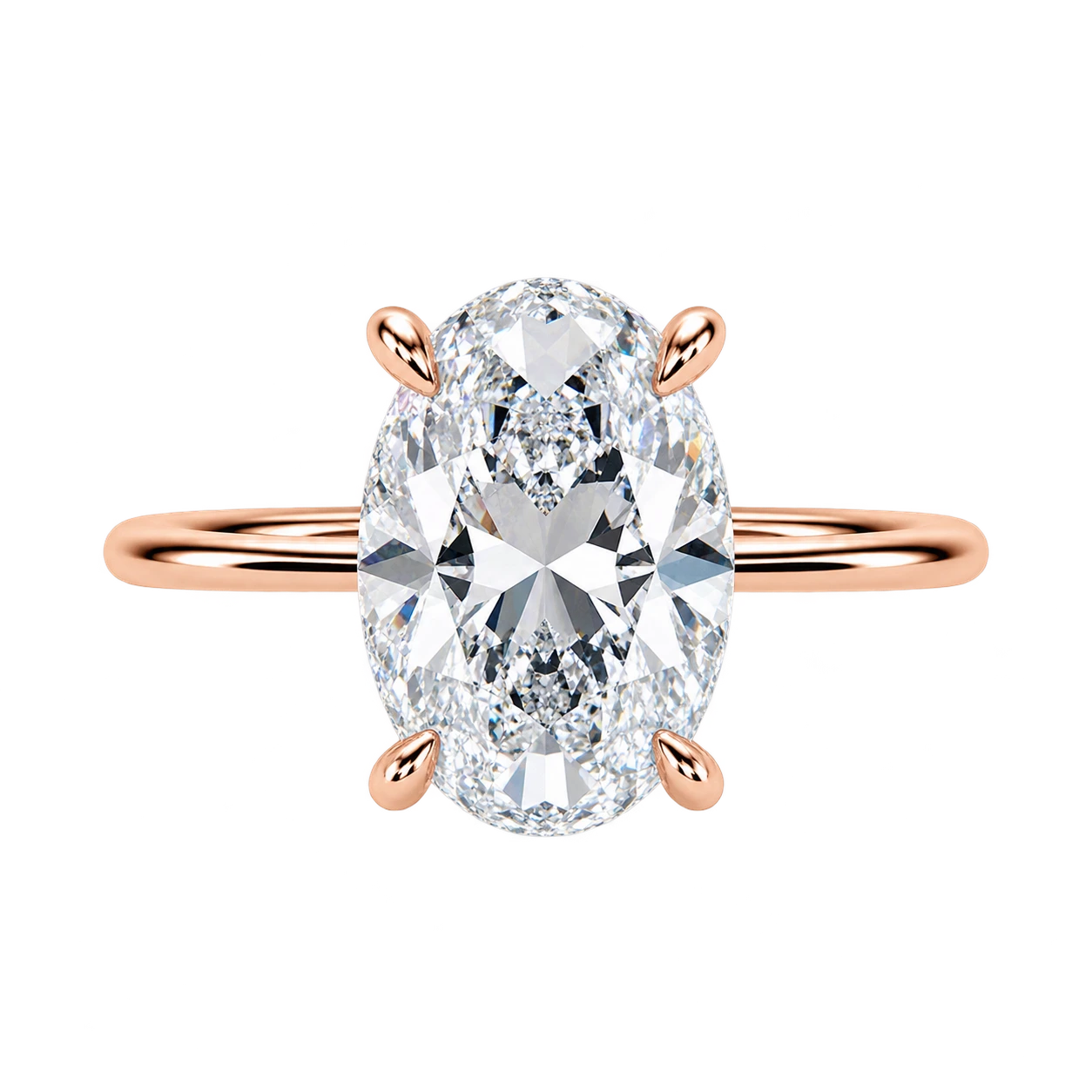 Oval Solitaire Moissanite Engagement Ring – Classic Four Prong Minimalist Timeless Bridal Jewelry