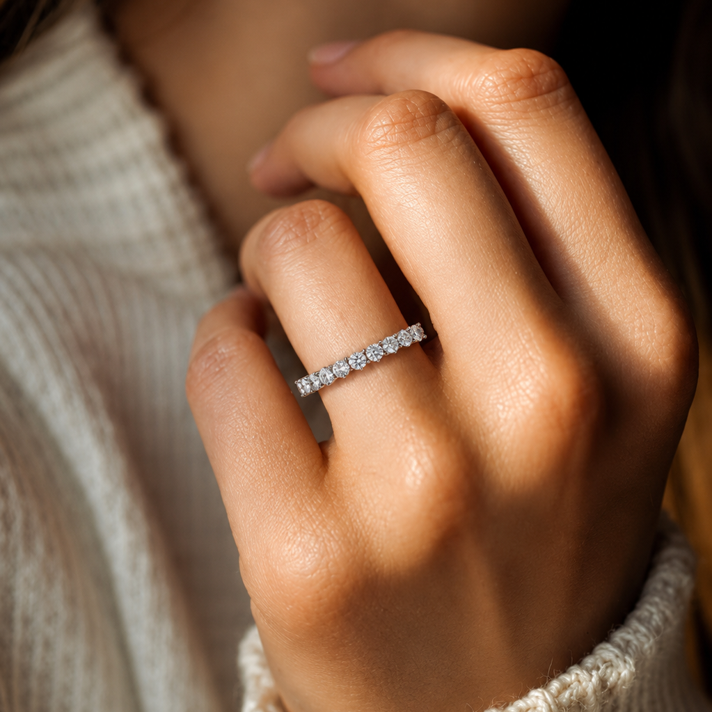 Lab Grown Diamond Wedding Band – Round Brilliant Eternity Ring for Women