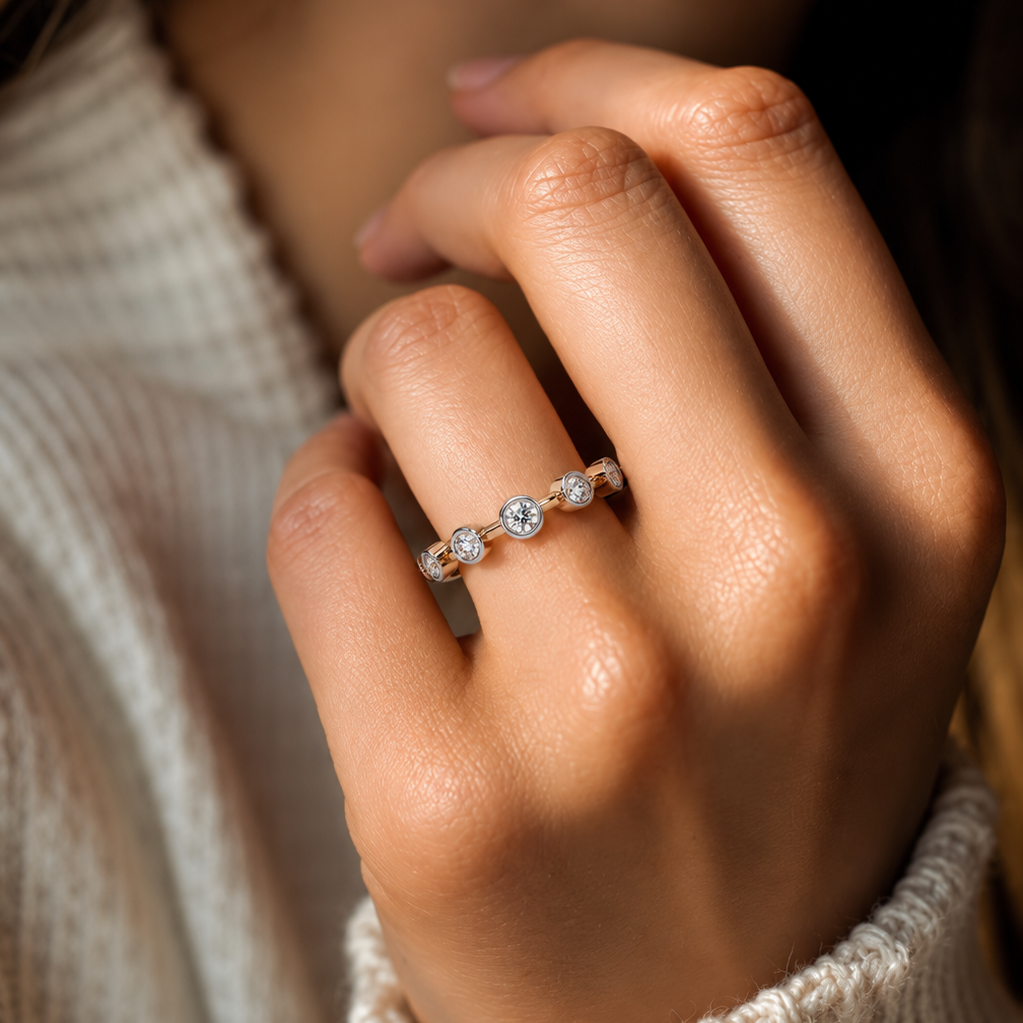 Lab Grown Diamond Bezel Set Wedding Band