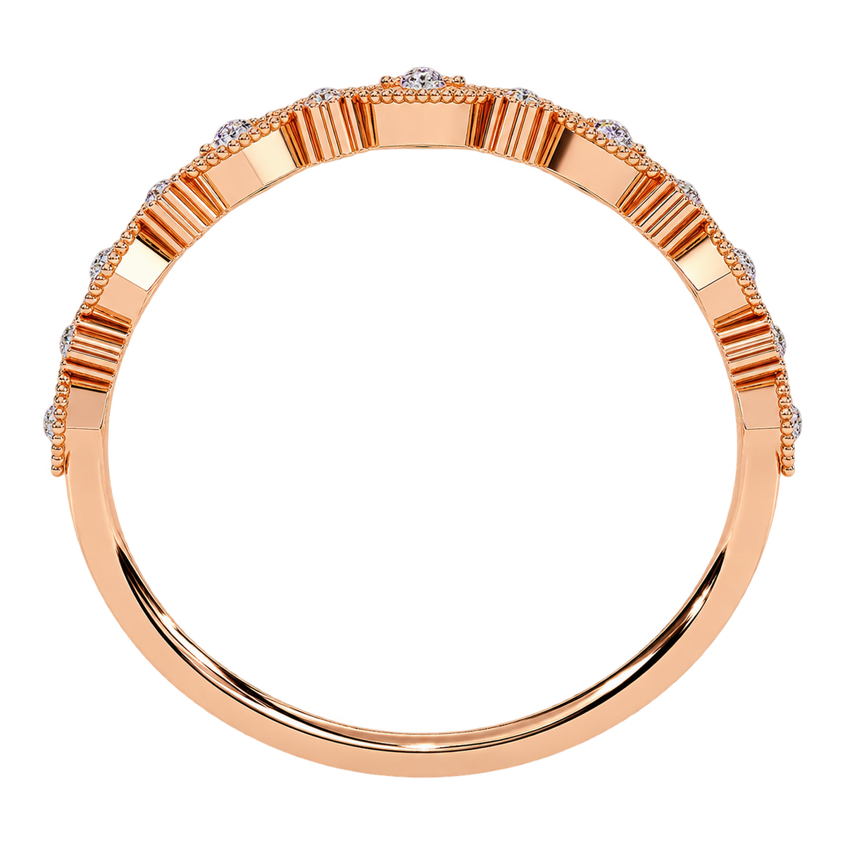 Gold Diamond Anniversary Band – Vintage Geometric Lab Grown Diamond Ring