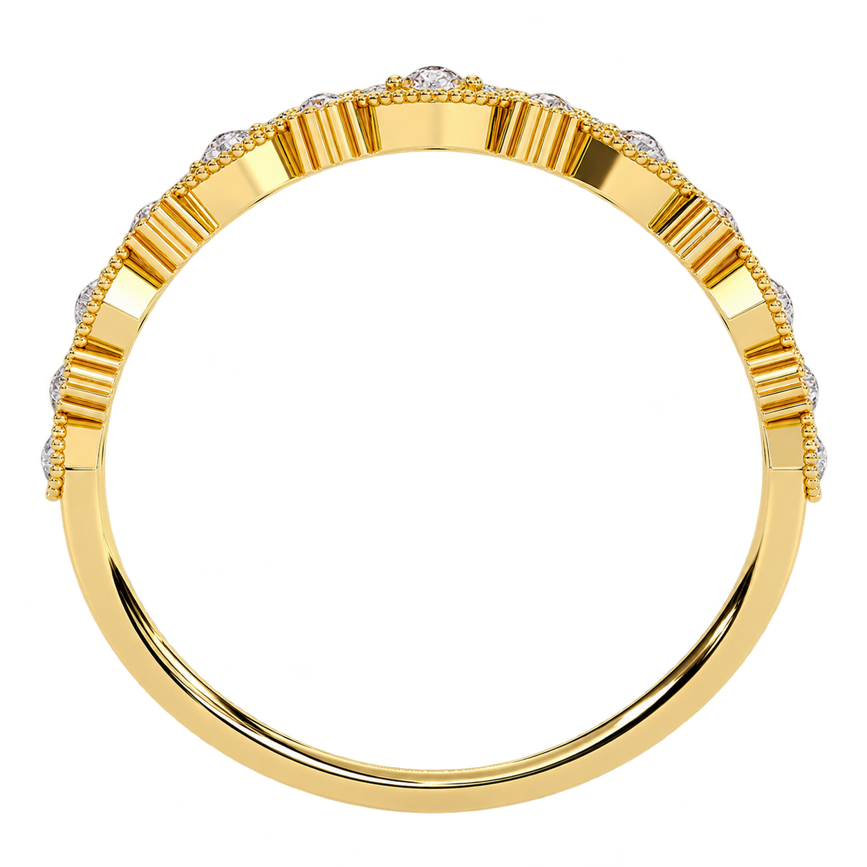 Gold Diamond Anniversary Band – Vintage Geometric Lab Grown Diamond Ring