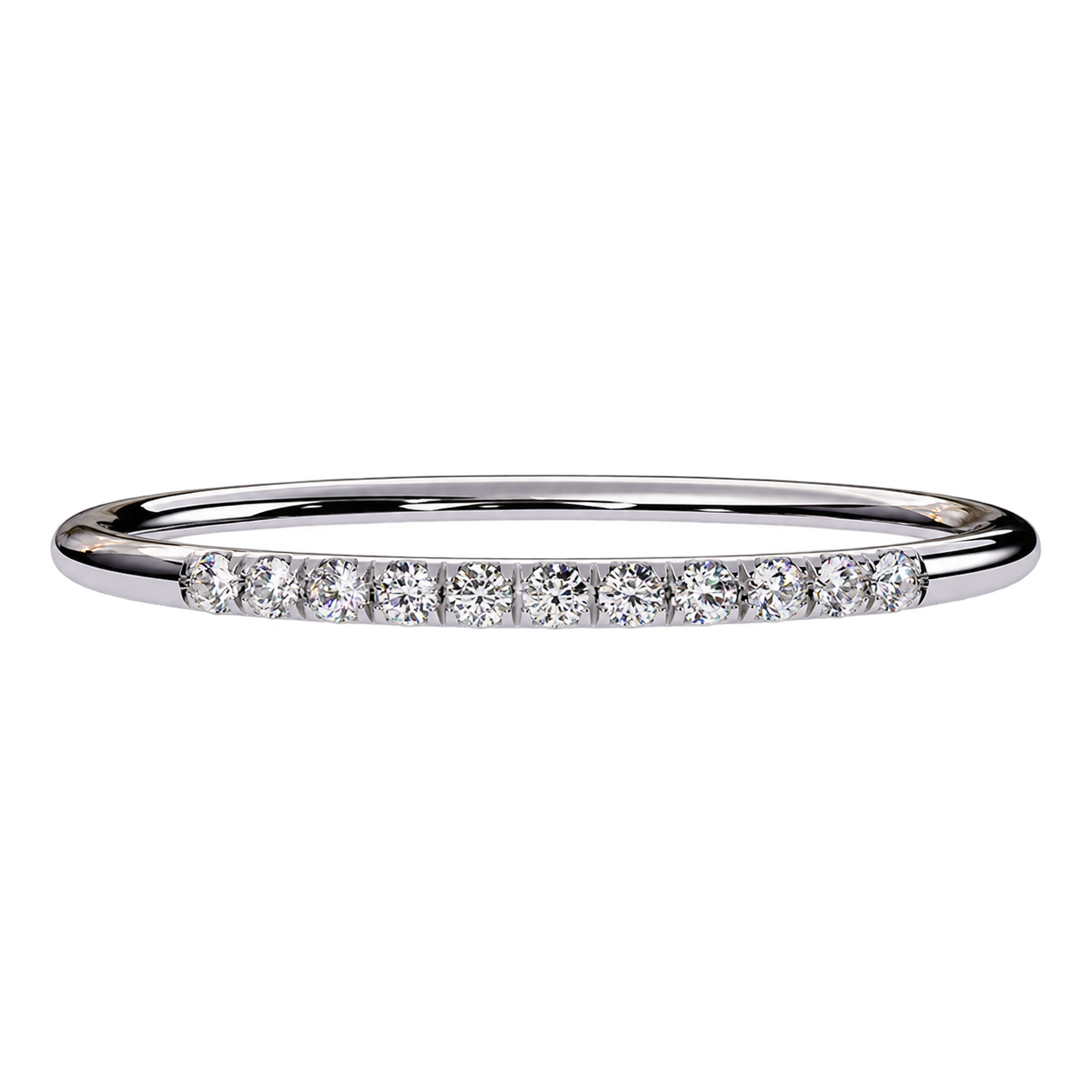 Ultra-Thin Lab Grown Diamond Wedding Band in White Gold Micro Pave Stacking Ring