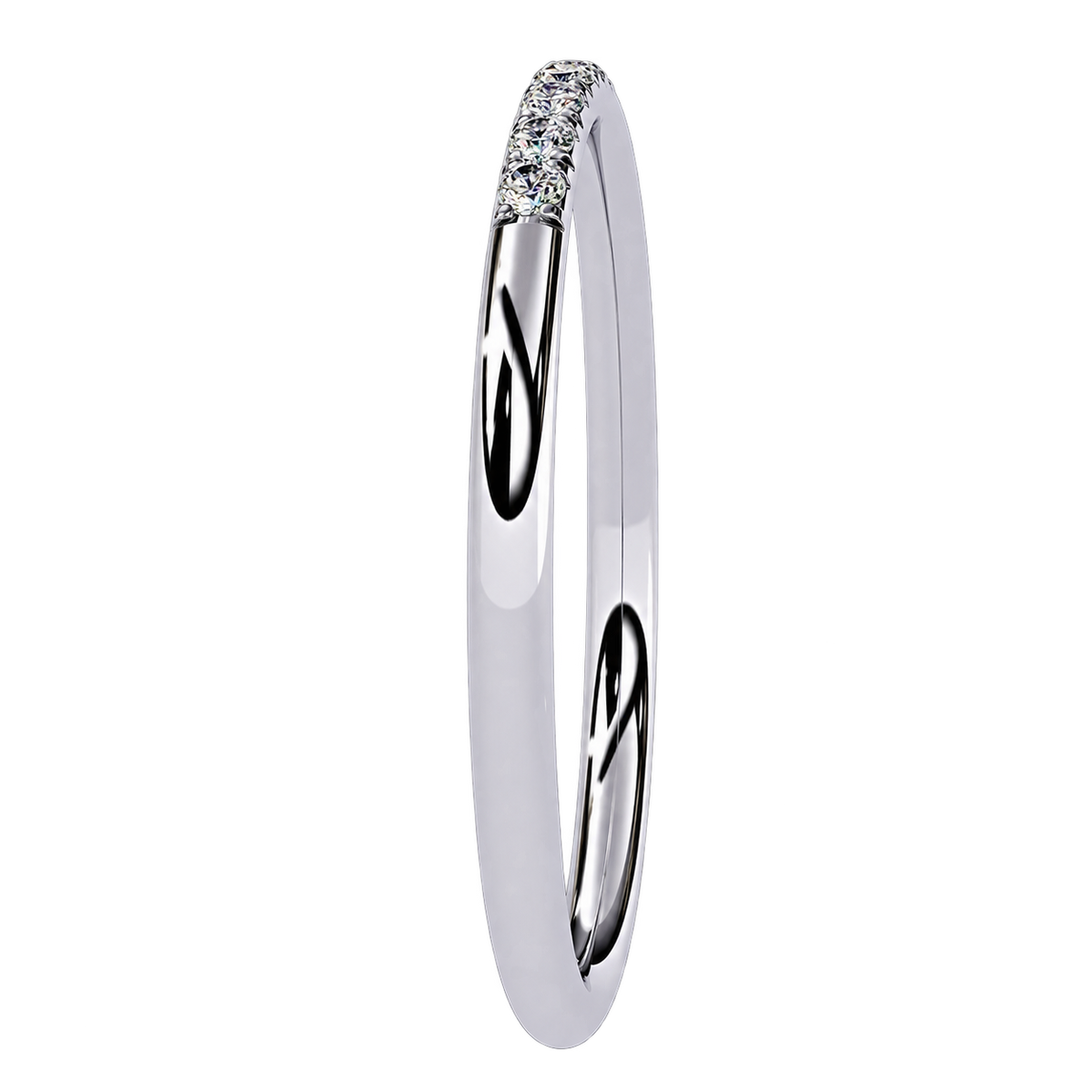 Ultra-Thin Lab Grown Diamond Wedding Band in White Gold Micro Pave Stacking Ring