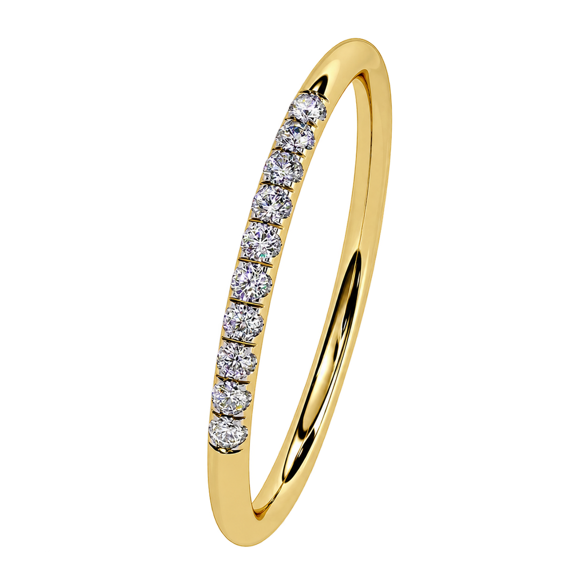 Ultra-Thin Lab Grown Diamond Wedding Band in White Gold Micro Pave Stacking Ring