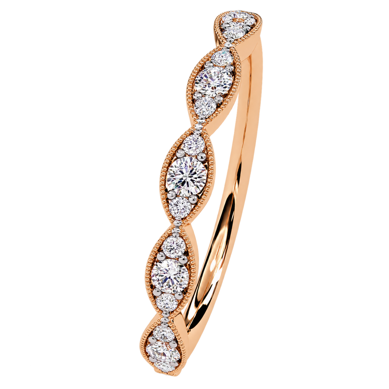 Vintage Inspired Round Lab Grown Diamond Wedding Band