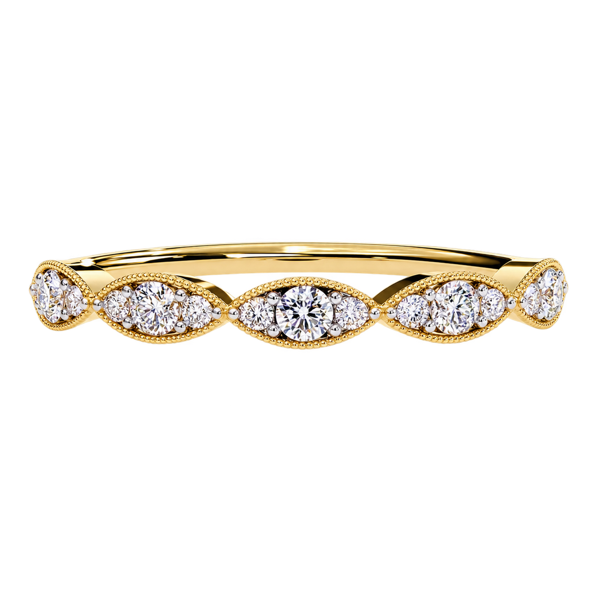 Vintage Inspired Round Lab Grown Diamond Wedding Band