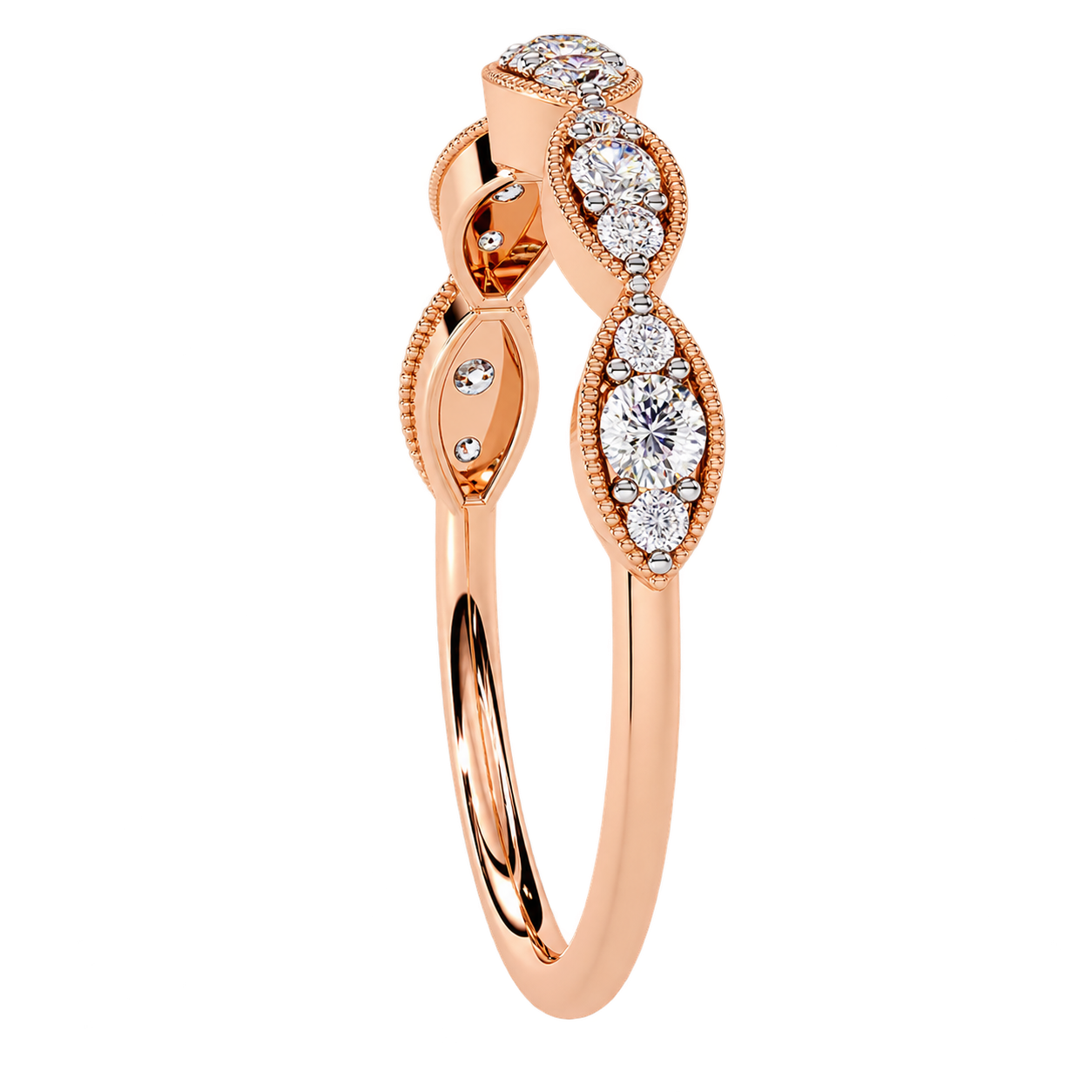 Vintage Inspired Round Lab Grown Diamond Wedding Band