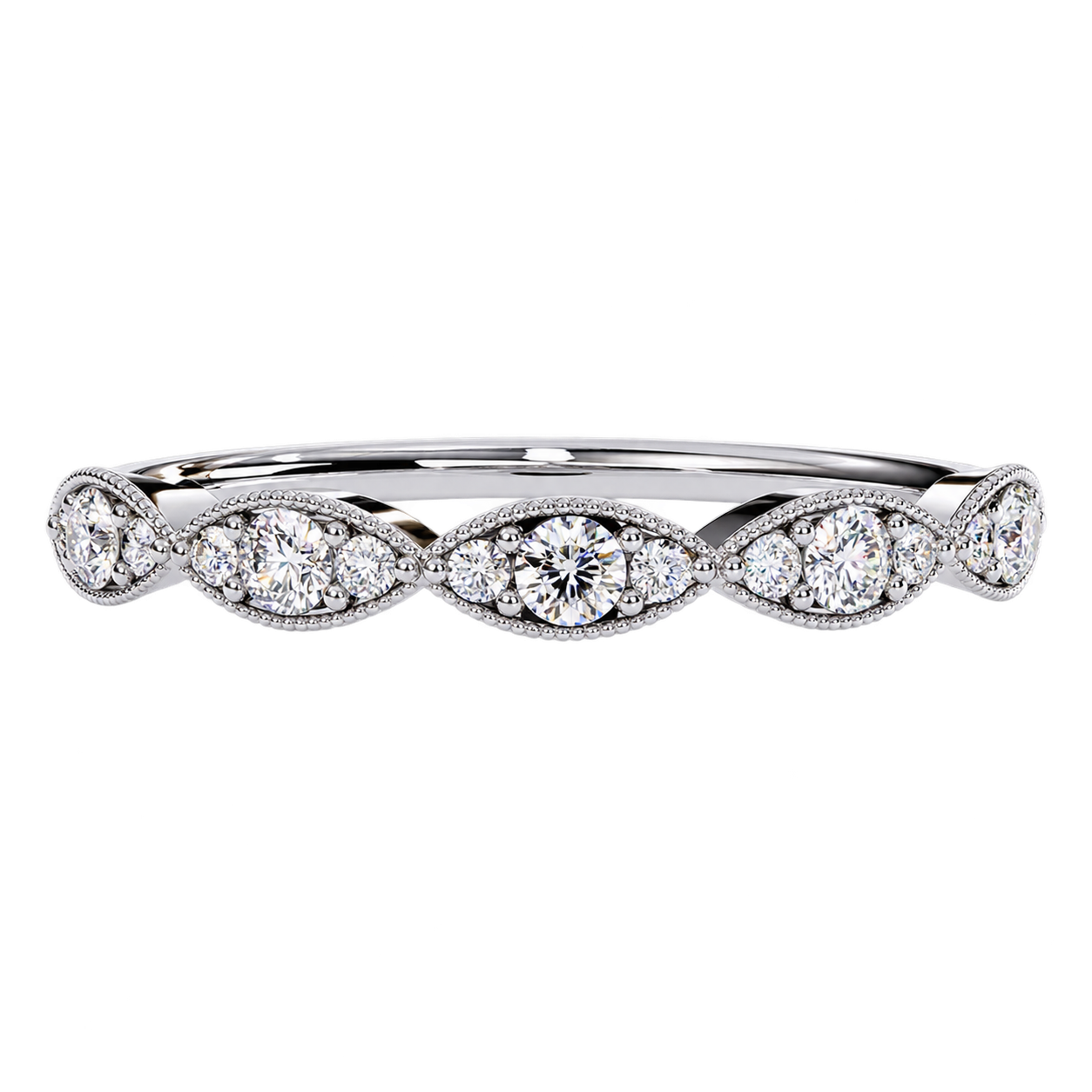 Vintage Inspired Round Lab Grown Diamond Wedding Band