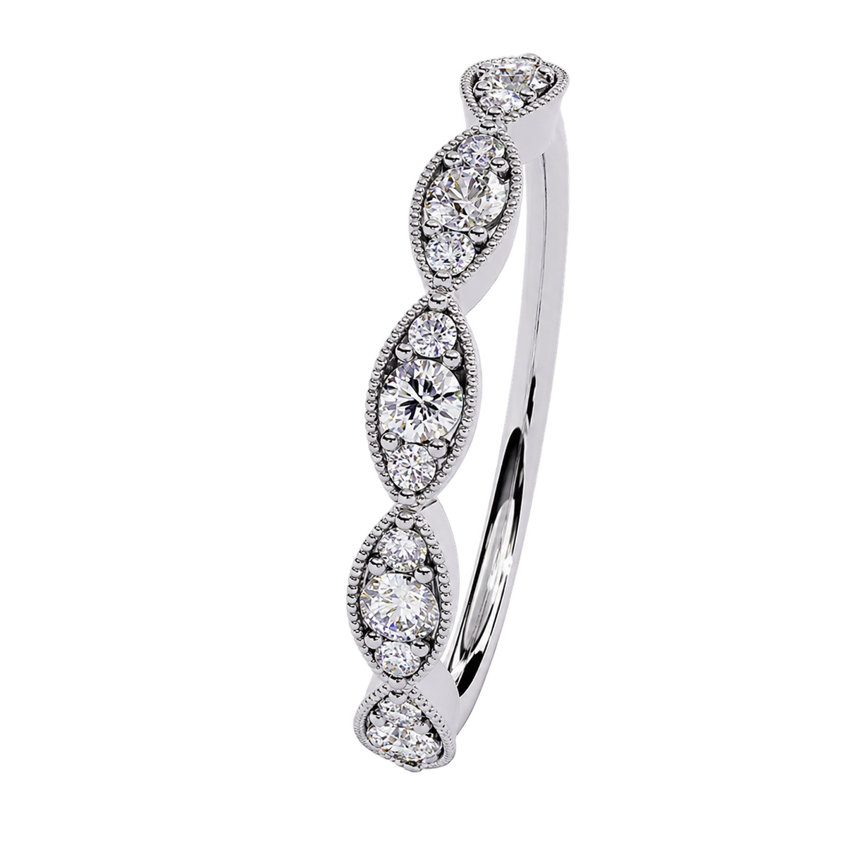 Vintage Inspired Round Lab Grown Diamond Wedding Band